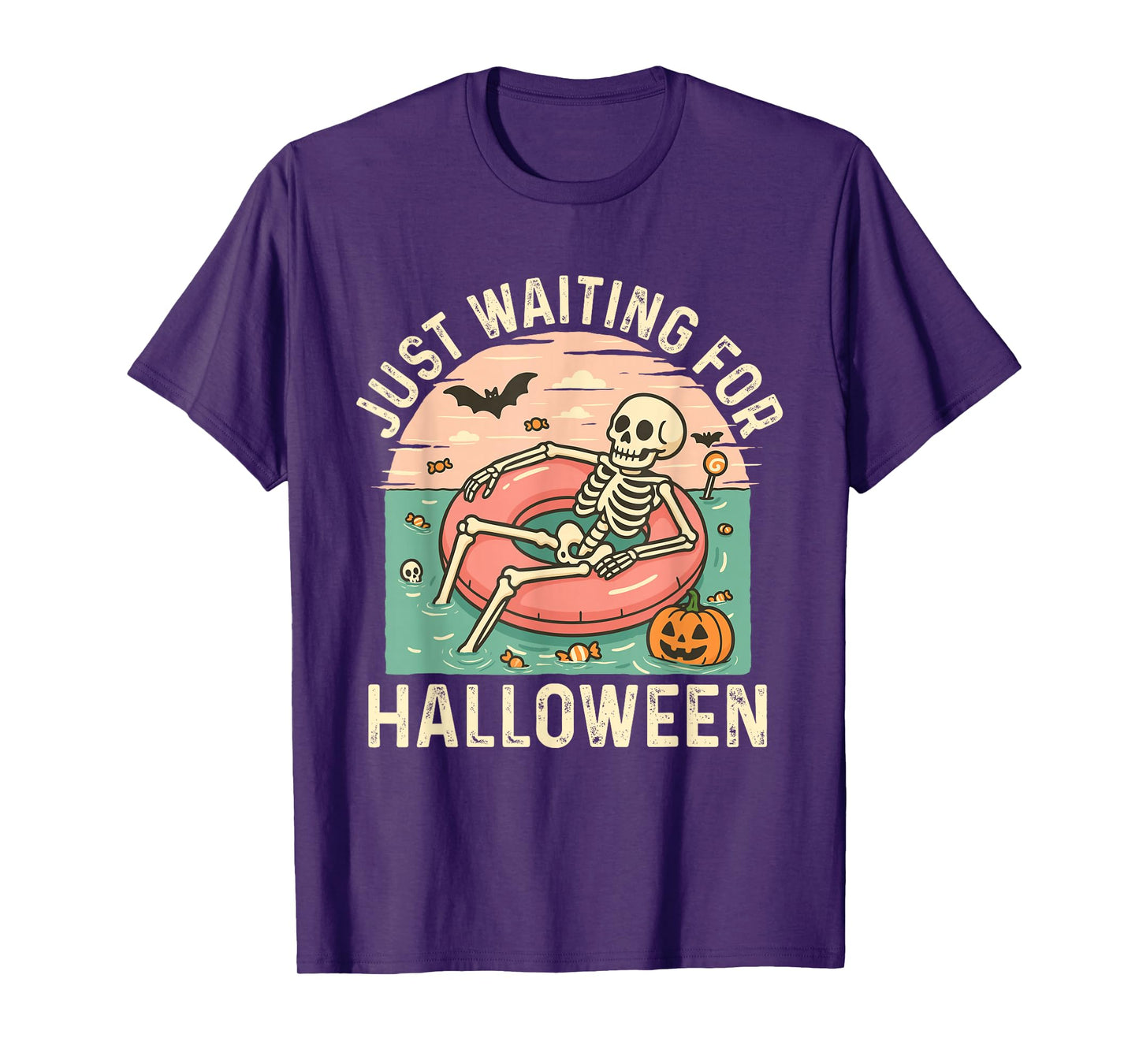 Just Waiting for Halloween - Spooky Summerween Skeleton T-Shirt