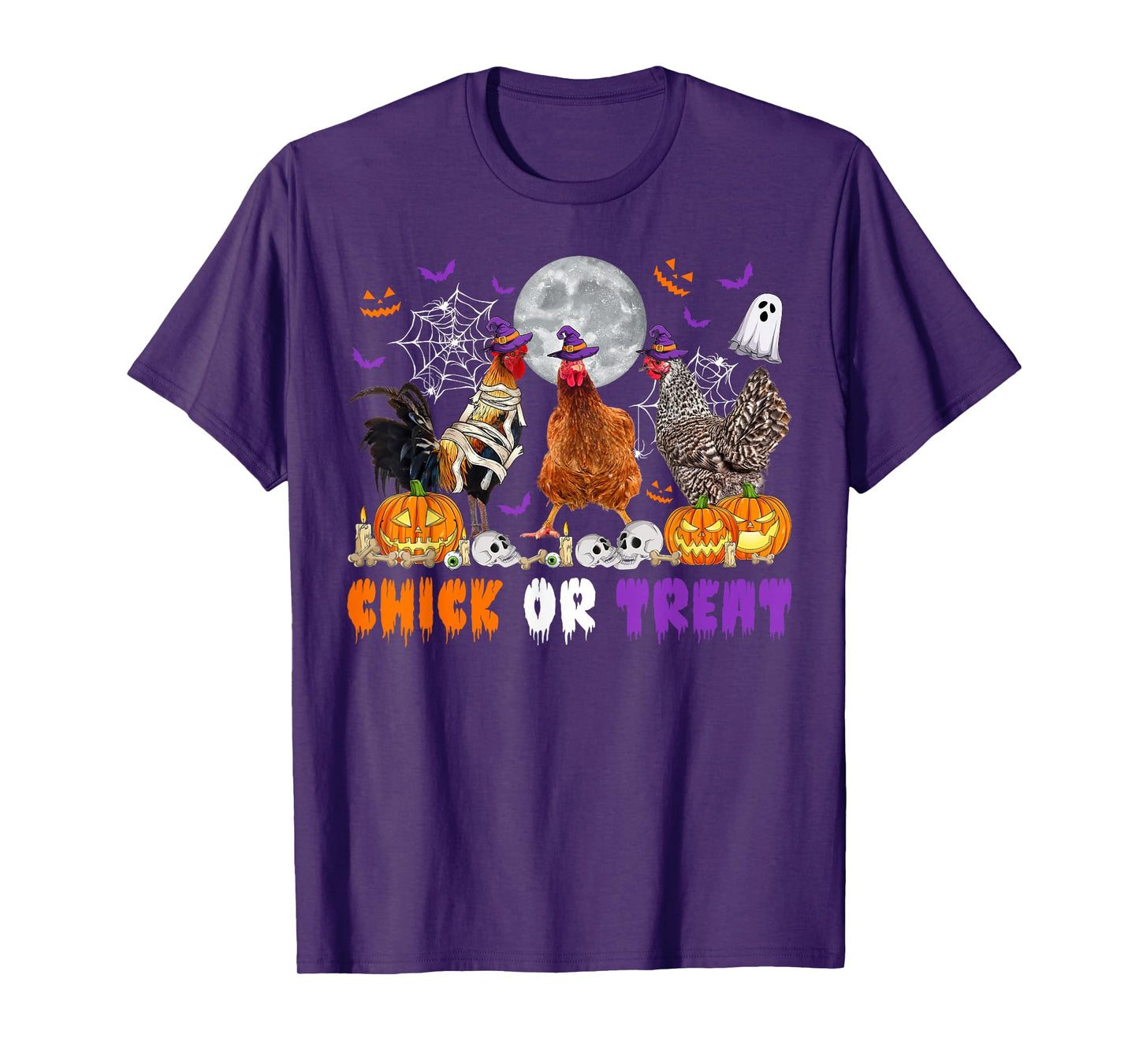 Chick Or Treat Chickens in Witch Mummy Costume Halloween Day T-Shirt