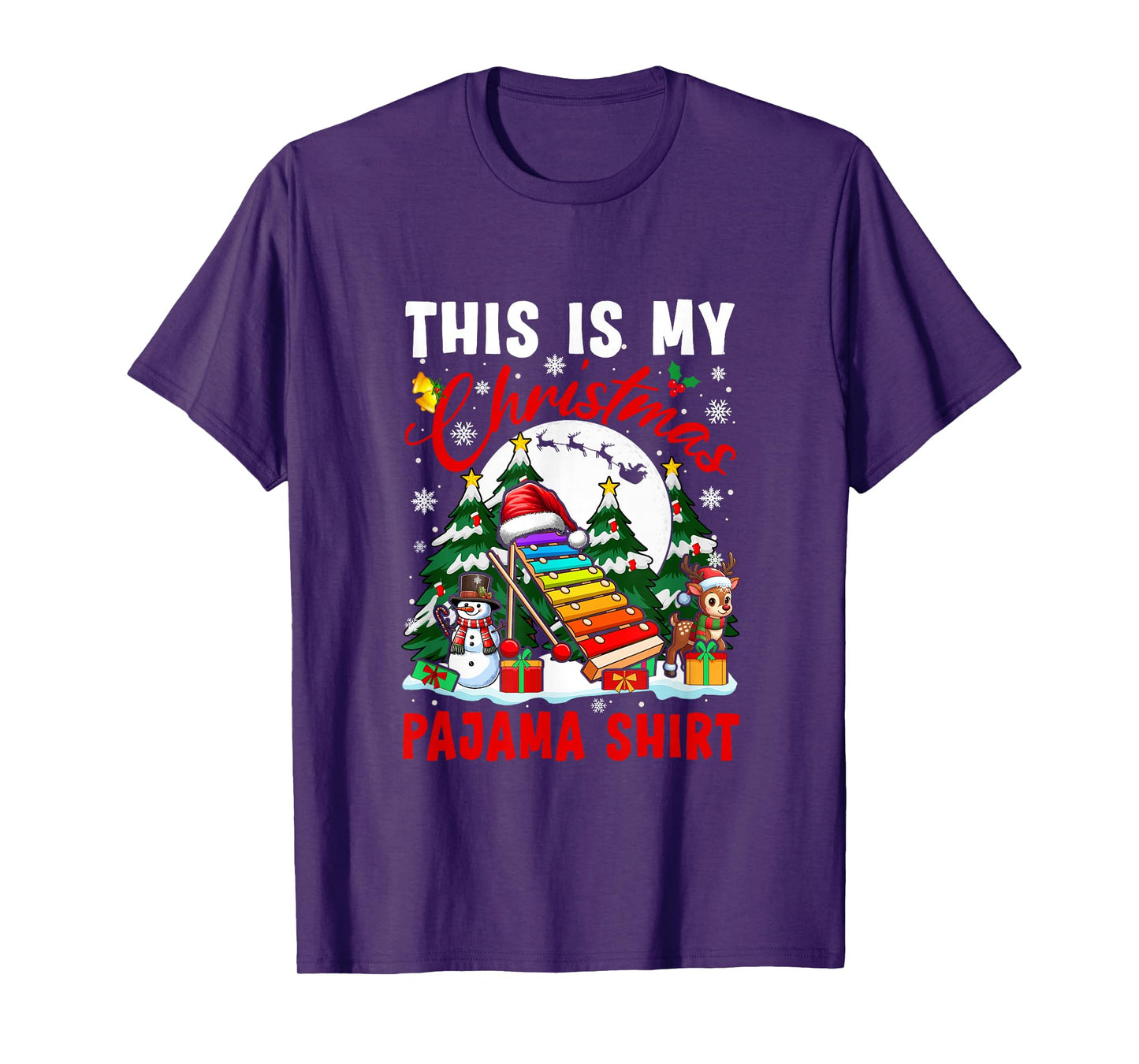 My Christmas Pajama Shirt Santa Xylophone Snowman Instrument T-Shirt