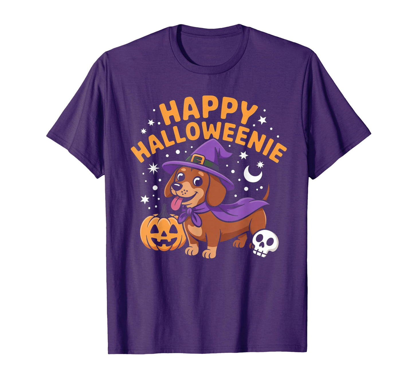 Dachshund Weiner Dog Witch Happy Halloweenie T-Shirt