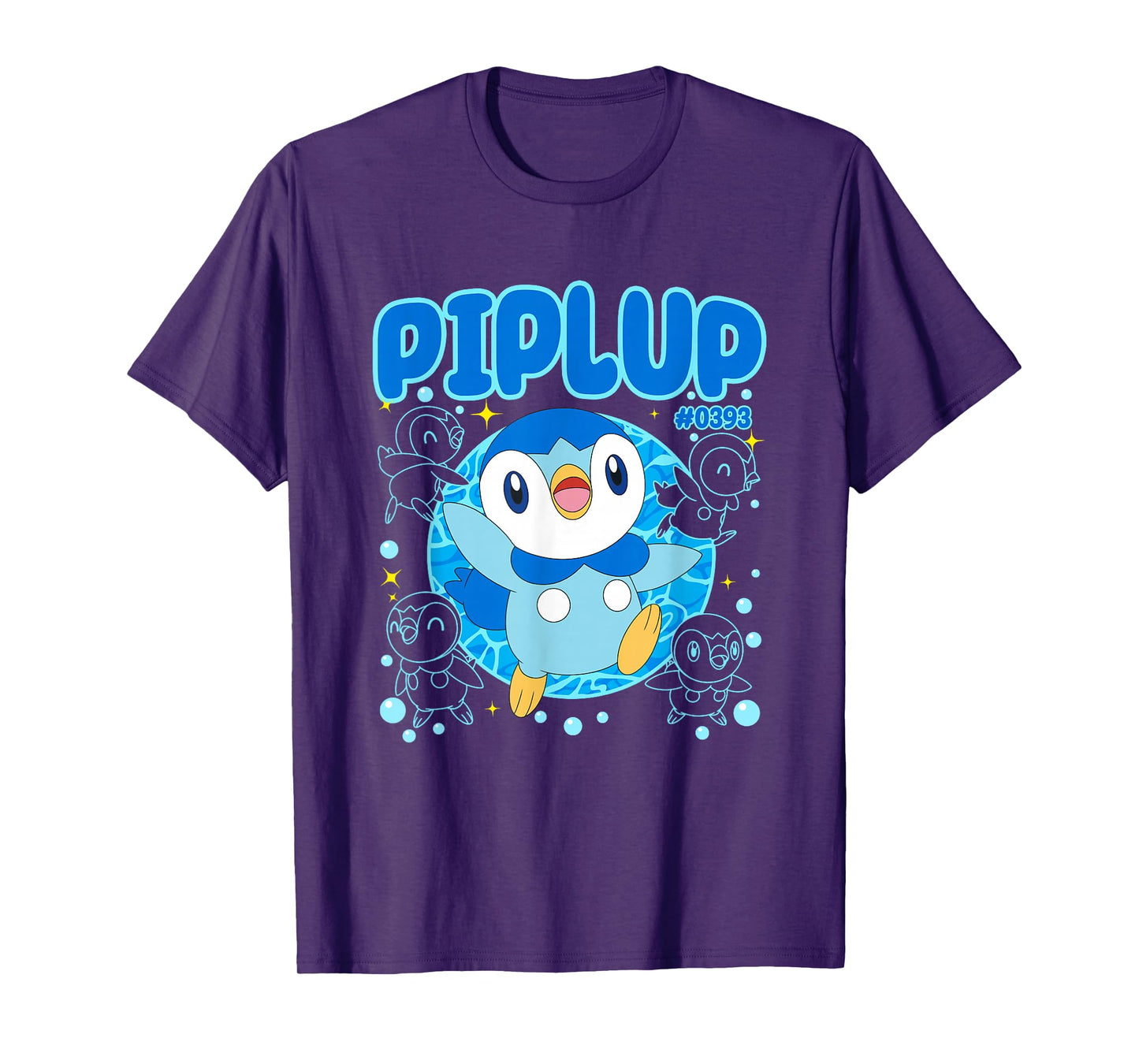 Pokémon Cute Happy Piplup #0393 Collage Big Chest Poster T-Shirt