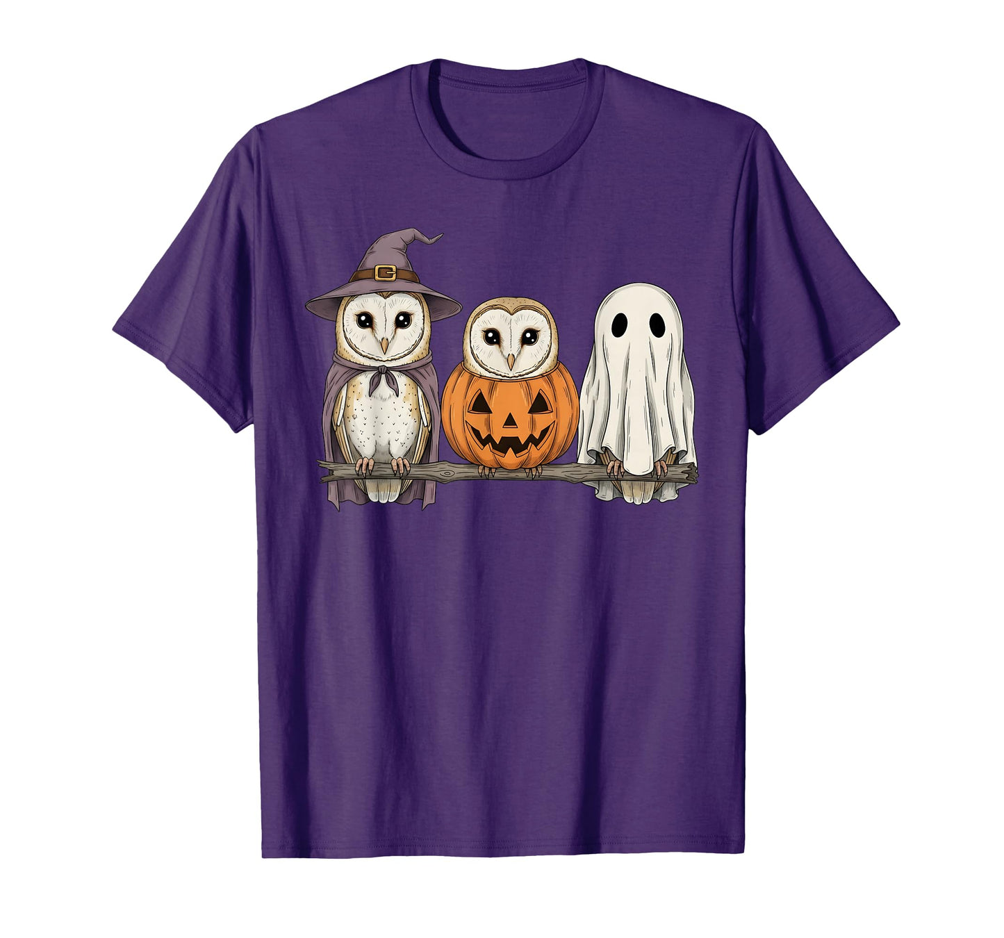 Spooky Ghost Barn Owl Lover Pumpkin Halloween T-Shirt