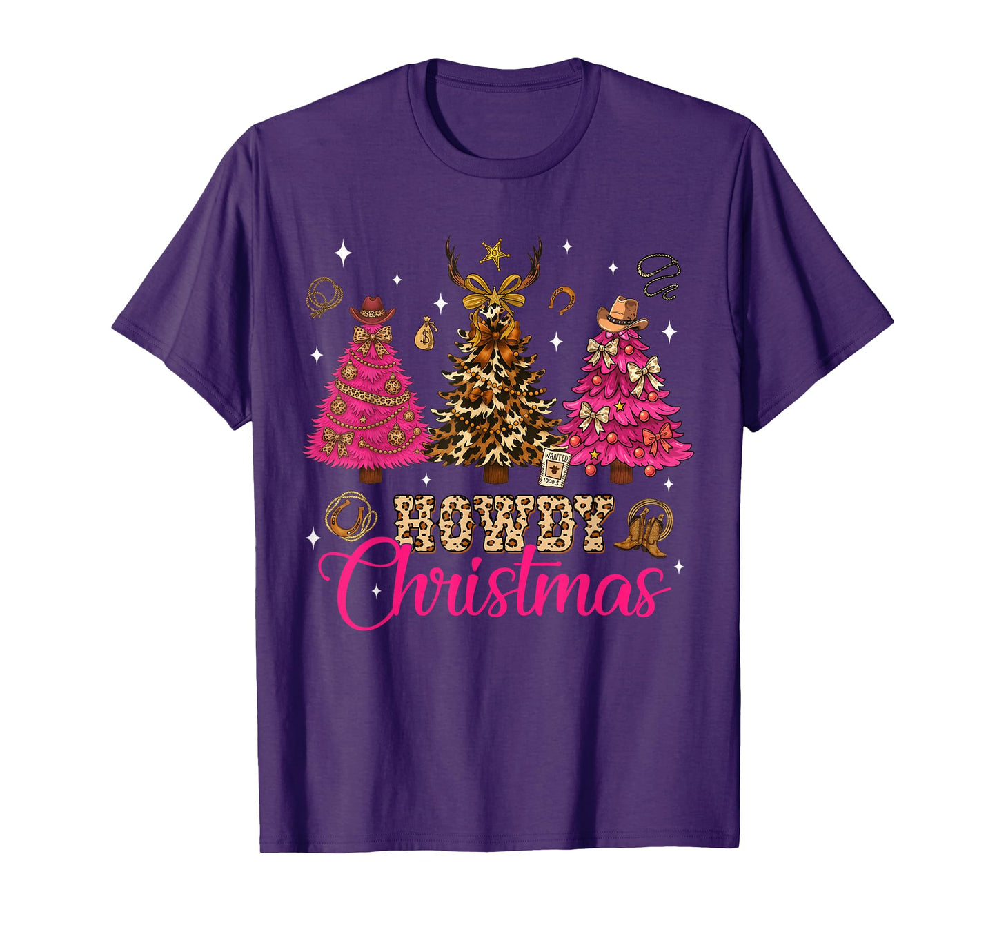 Howdy Christmas Tree Coquette Bow Western Xmas Pjs Cowgirl T-Shirt