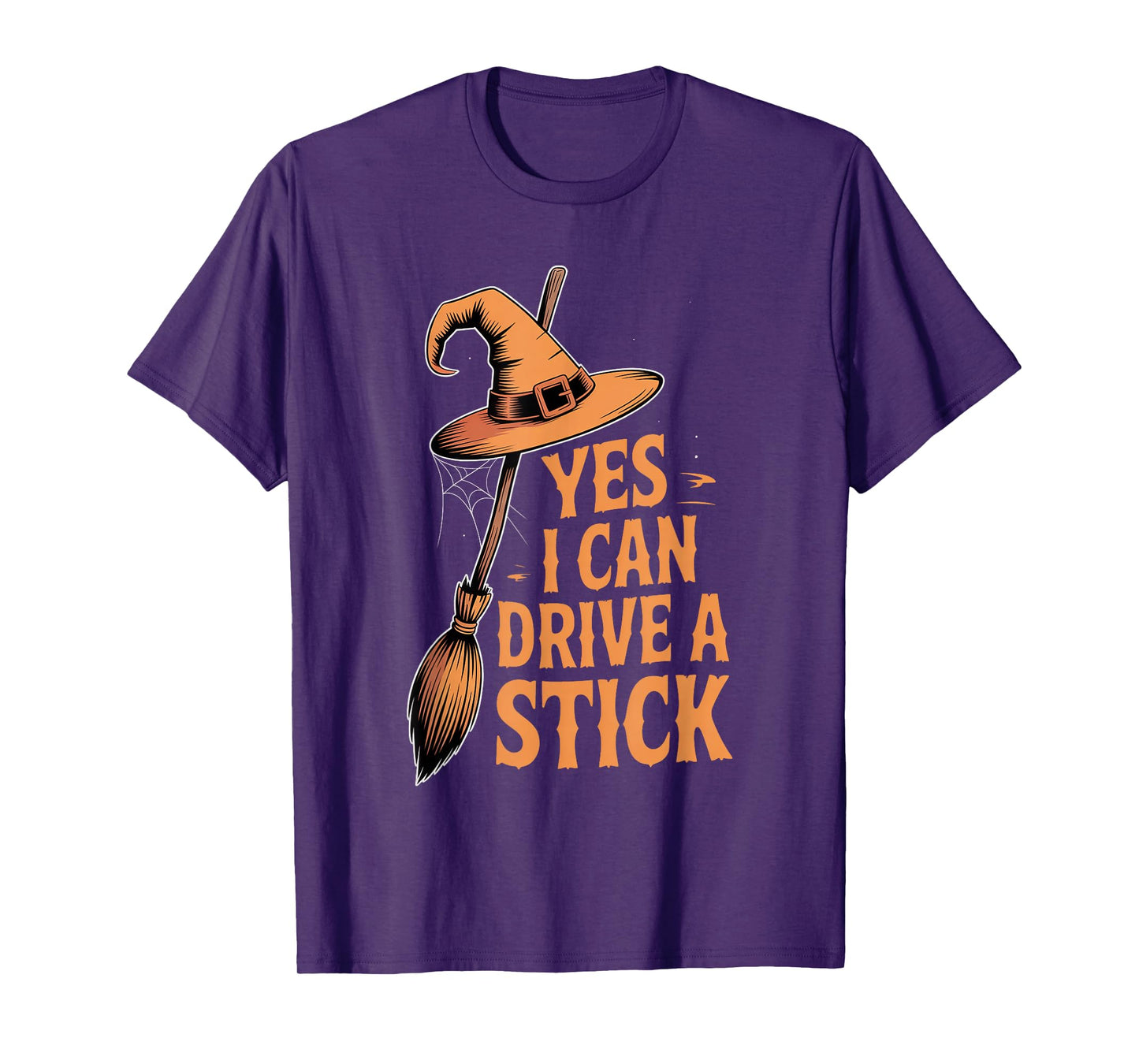 Yes I Can Drive A Stick Funny Halloween Spooky Witch T-Shirt
