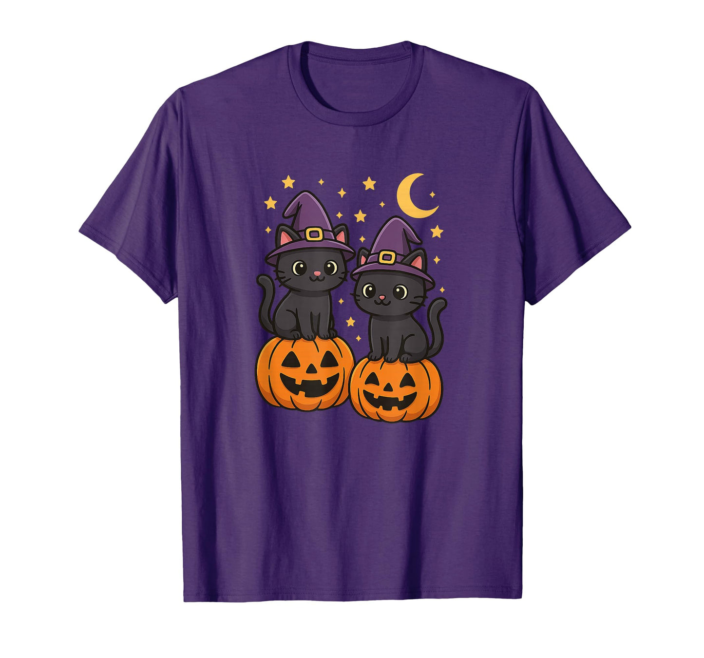 Cute Black Cats with Witch Hats Halloween T-Shirt