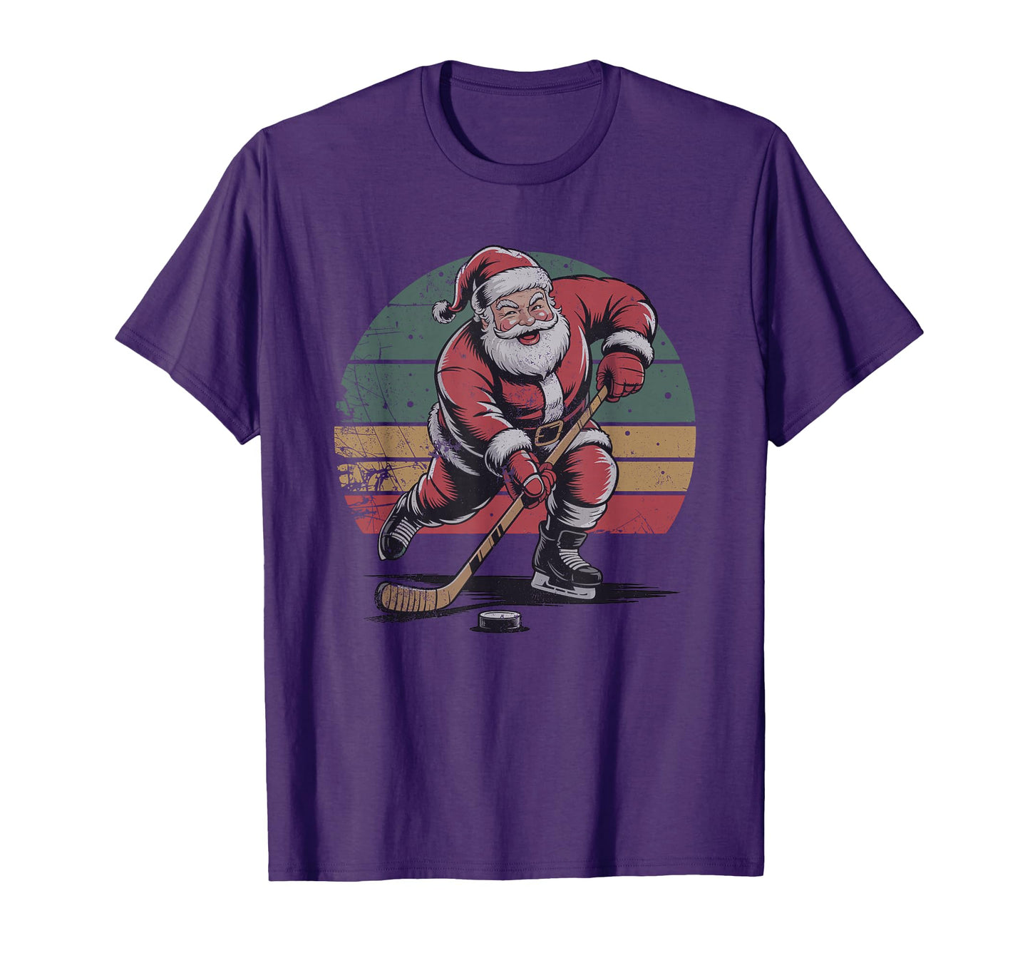 Santa Playing Hockey Retro Vintage 90s Christmas Holiday T-Shirt