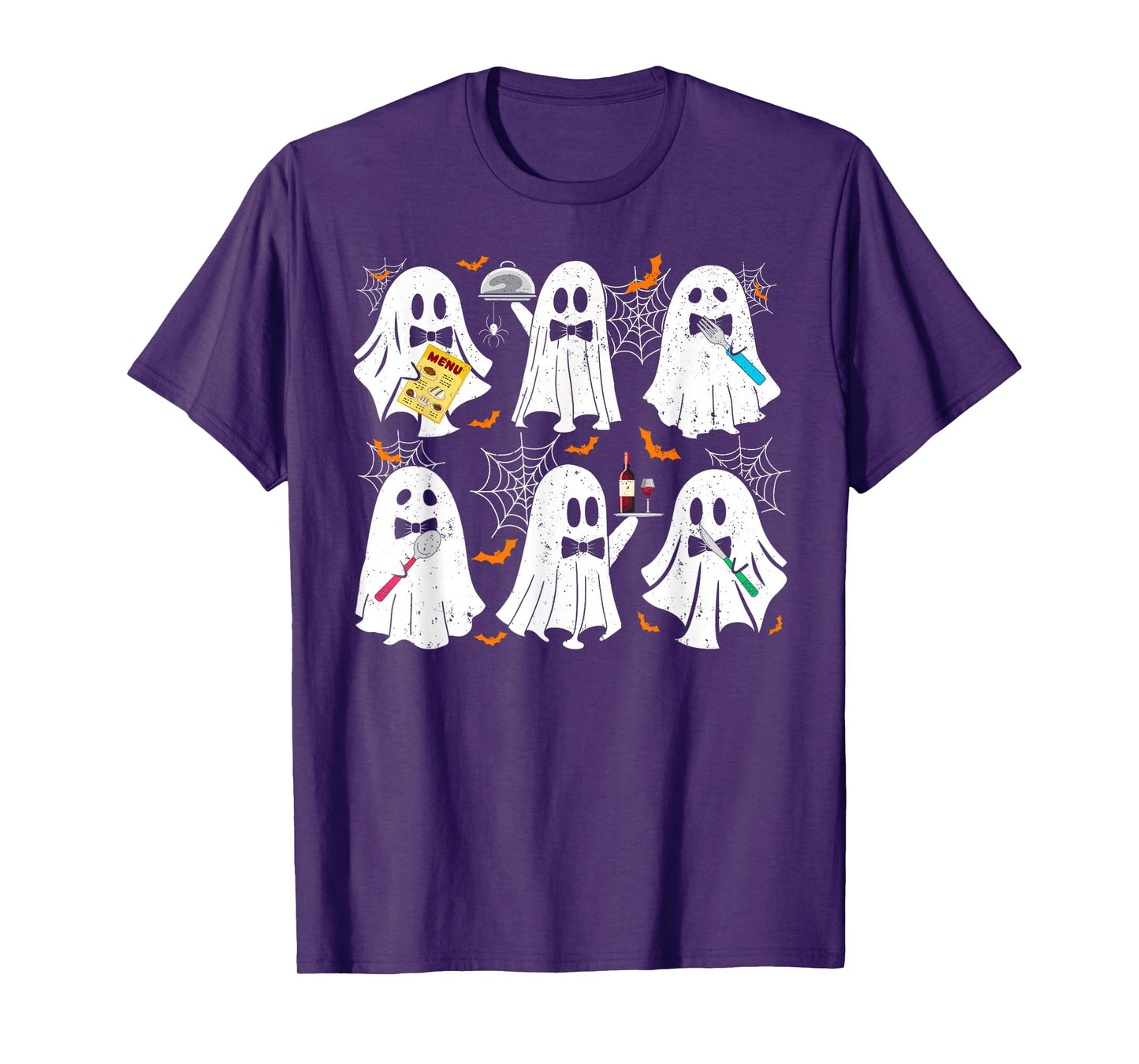 Ghost Waiter Waitress Funny Costume For Halloween Men Women T-Shirt