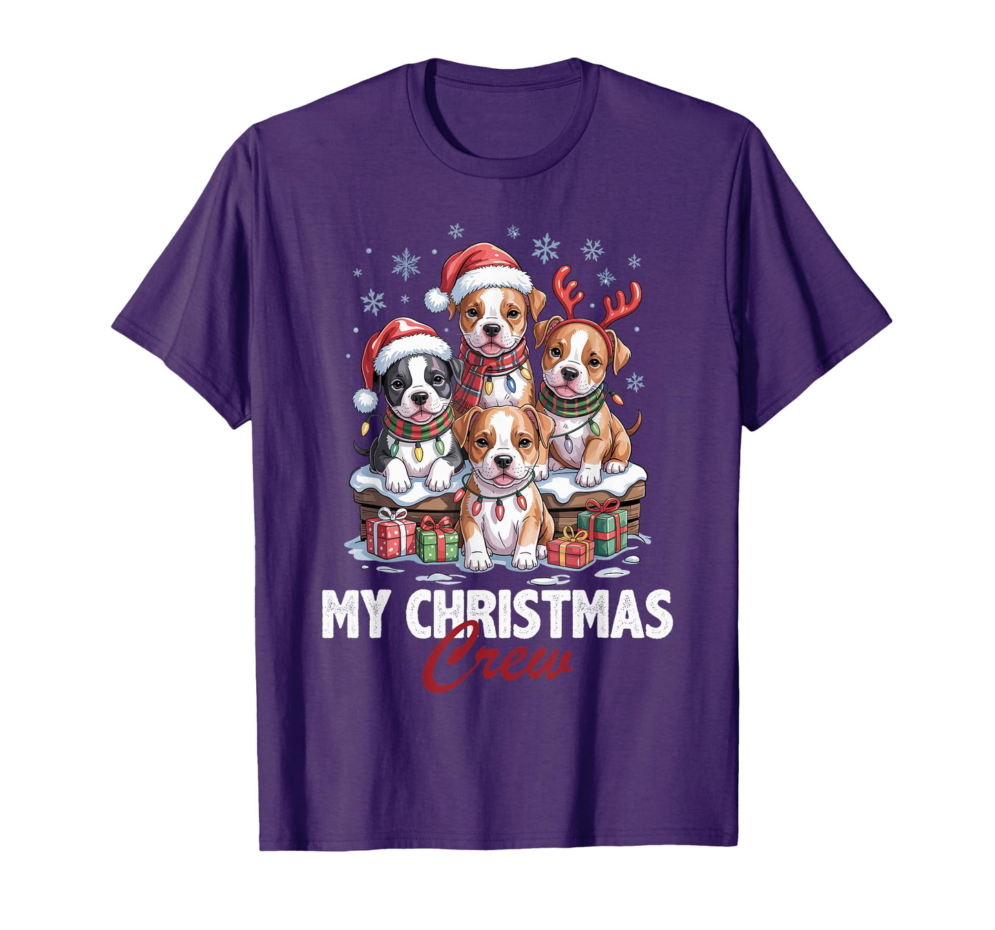 Pitbull Christmas Crew Funny Dog Lovers Holiday Pajama T-Shirt