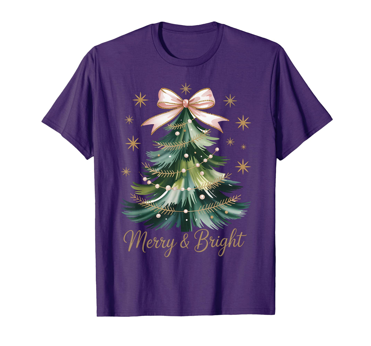 Coquette Bow Christmas Tree Gifts Holiday Girly Outfit Women T-Shirt