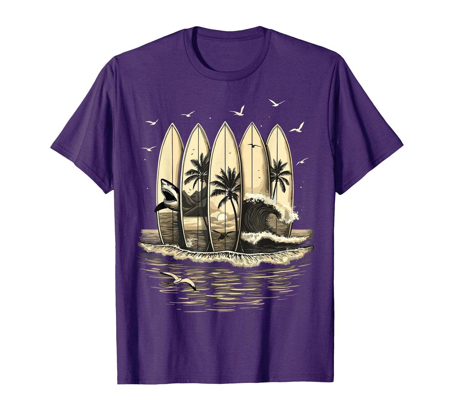 Surfing Tropical Surfboards Vintage Surfer T-Shirt