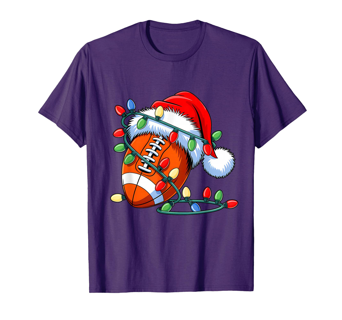 Football Ball Santa Hat Xmas Funny Christmas Football Lover T-Shirt