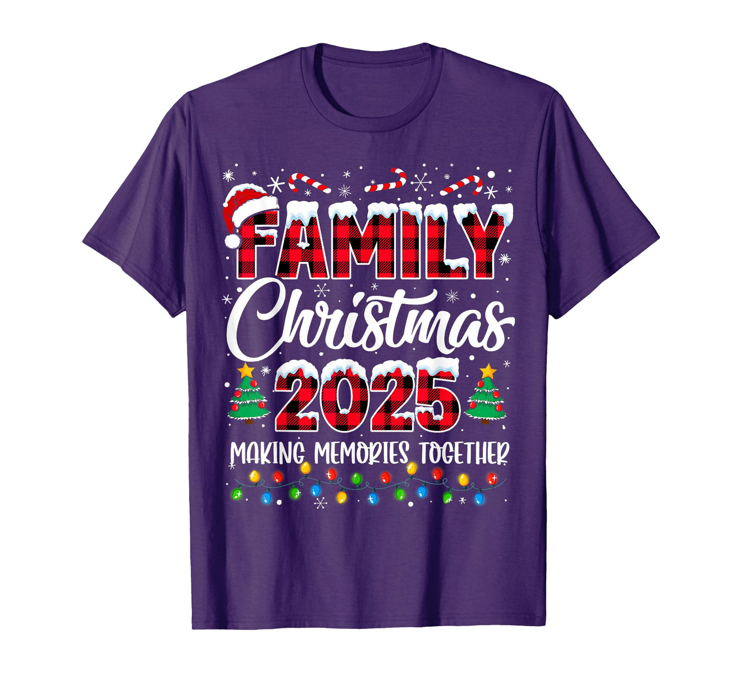 Family Christmas 2025 Matching Squad Santa Red Plaid Xmas T-Shirt