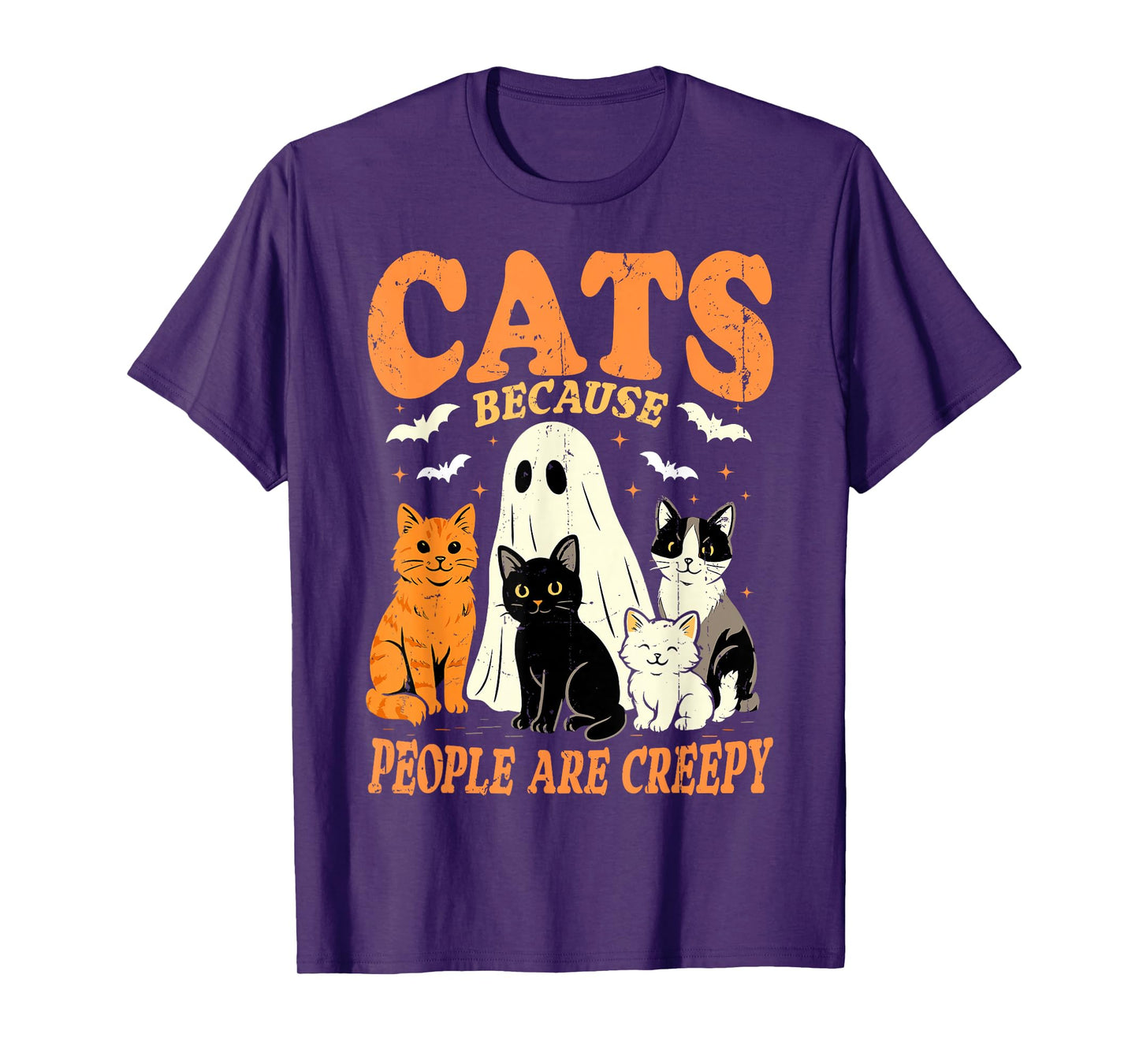 Cats Because People are Creepy Funny Halloween Cat Lovers T-Shirt