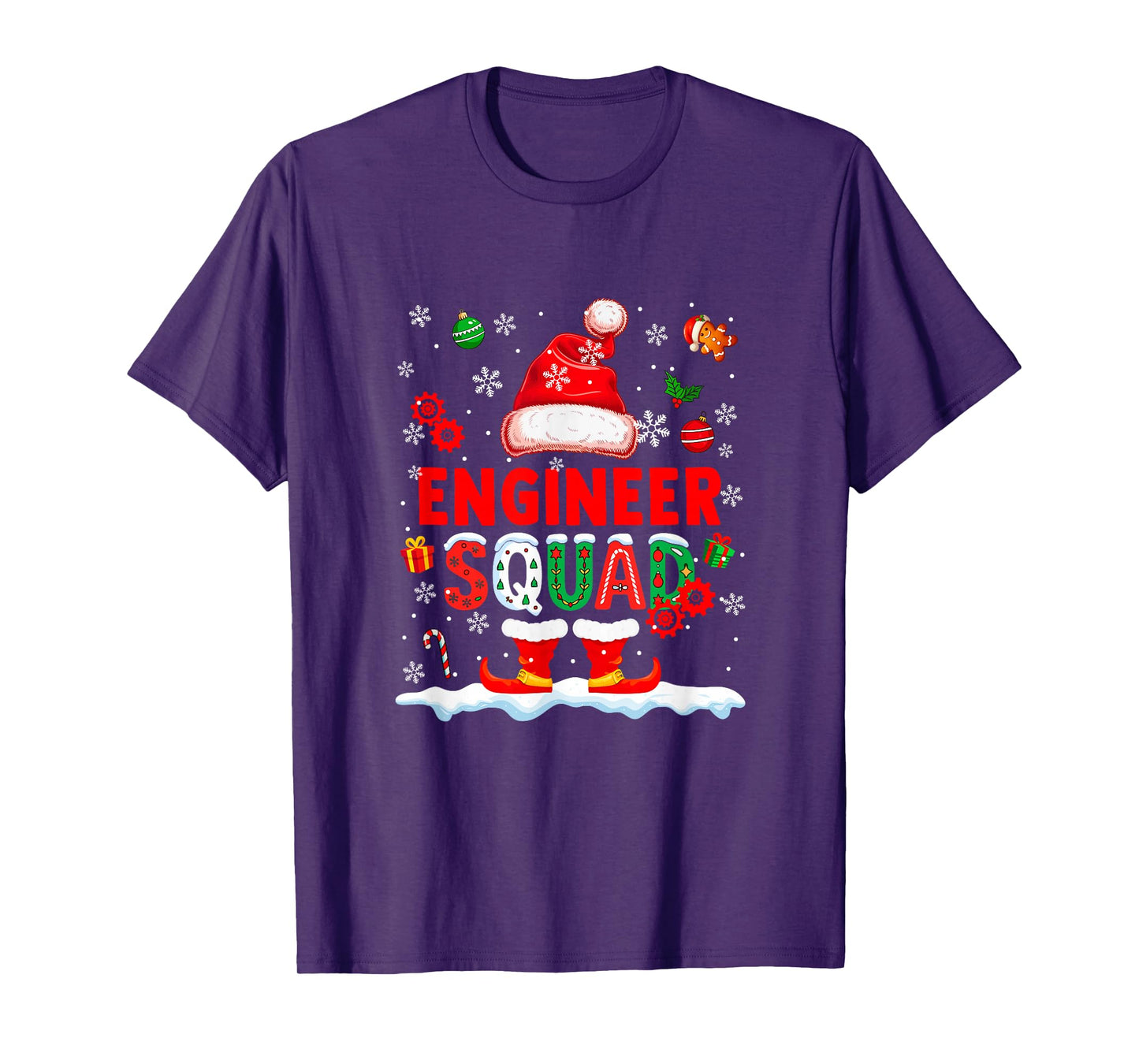 Engineer Squad Men Job Christmas Santa Costume Bow Tie T-Shirt