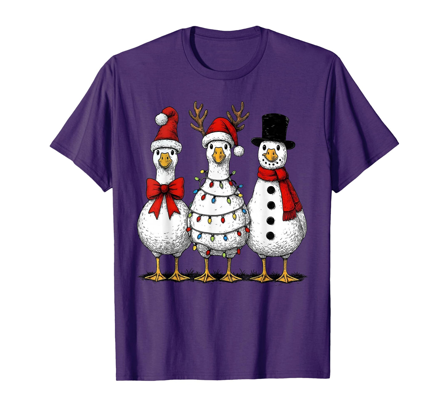 Funny Christmas Goose Shirt Santa Reindeer Snowman Holiday T-Shirt