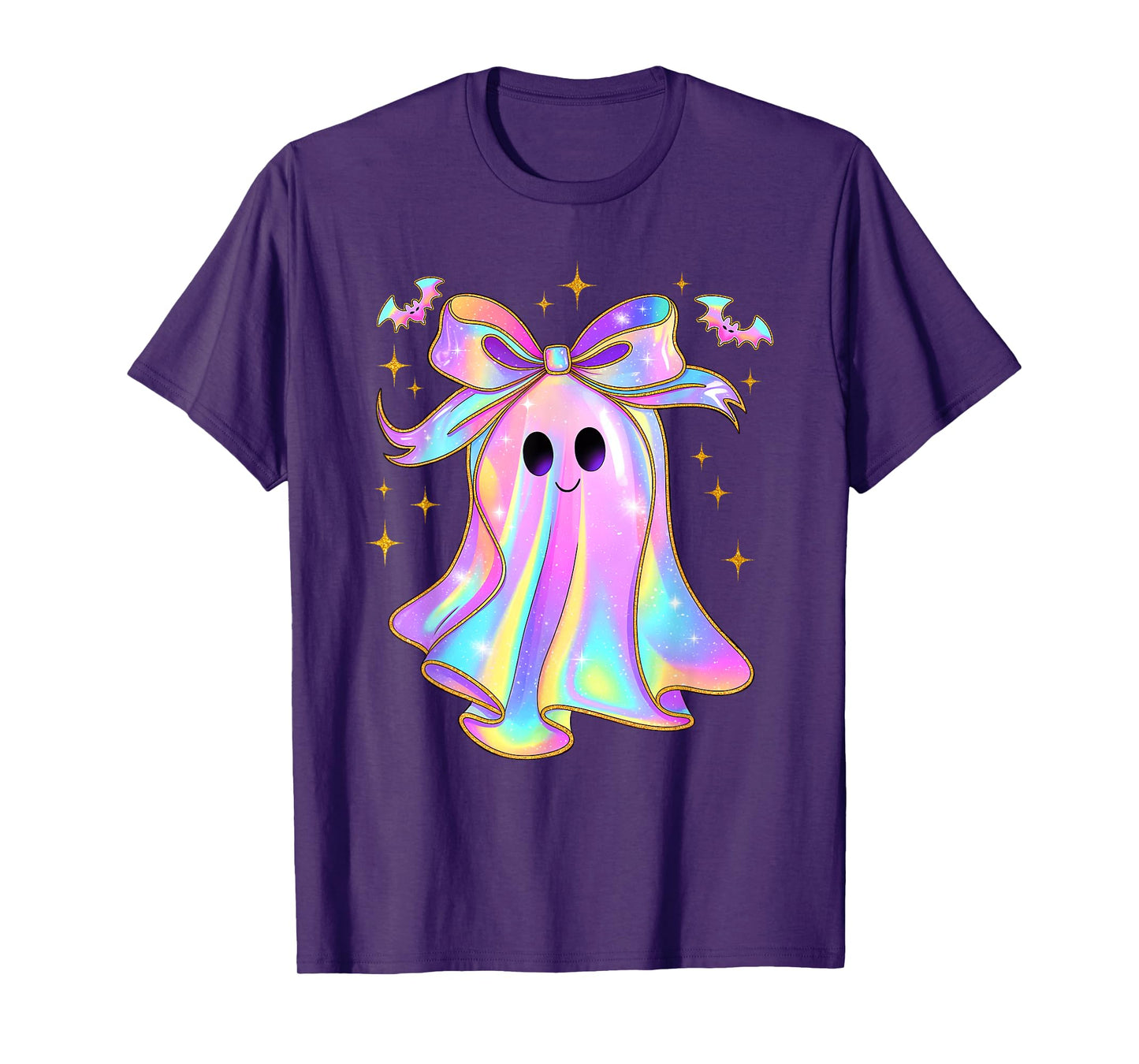 Cute Ghost Pumpkin Halloween Girly Coquette Bow Girl Women T-Shirt