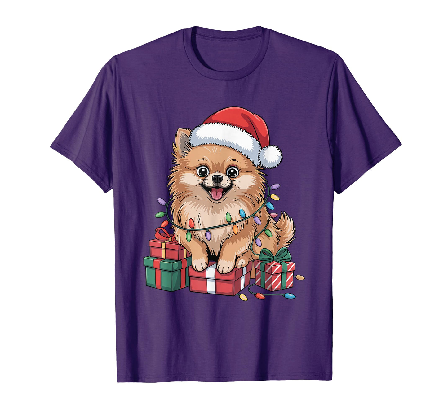 Cute Pomeranian Santa Hat Christmas Pom Dog Lover Holiday T-Shirt