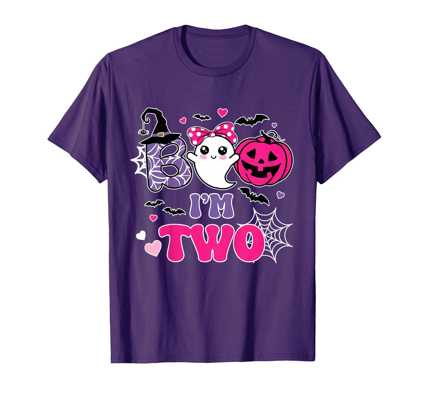 Kids Halloween Ghost Boo I'm Two 2nd Birthday Party Groovy T-Shirt