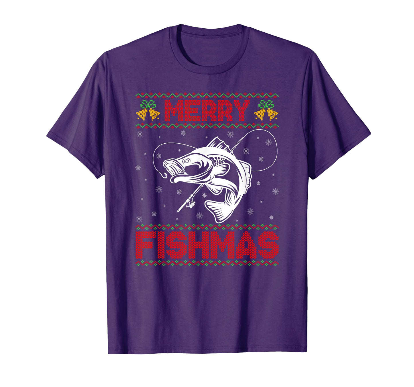Merry Fishmas Ugly Xmas Sweater Bass Fish Fishing Christmas T-Shirt