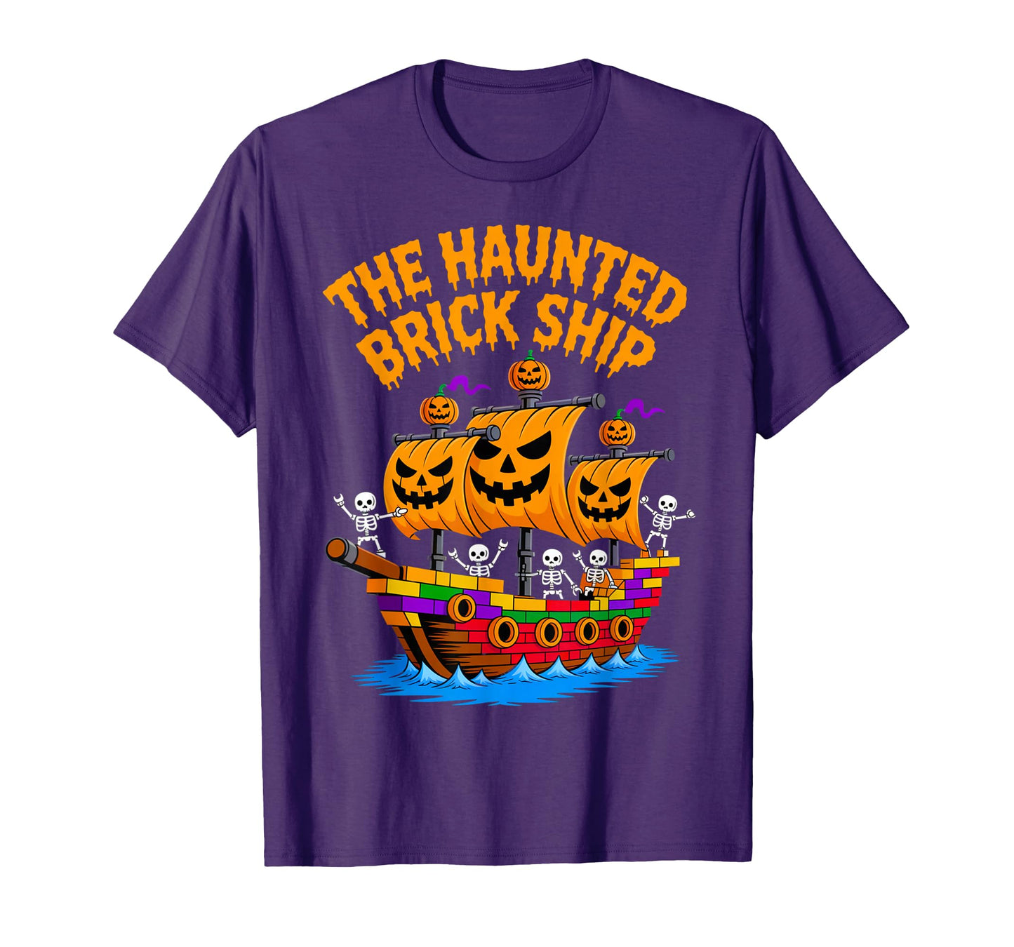 Halloween Bricks Pirate Skeleton Builder Blocks Building Toy T-Shirt