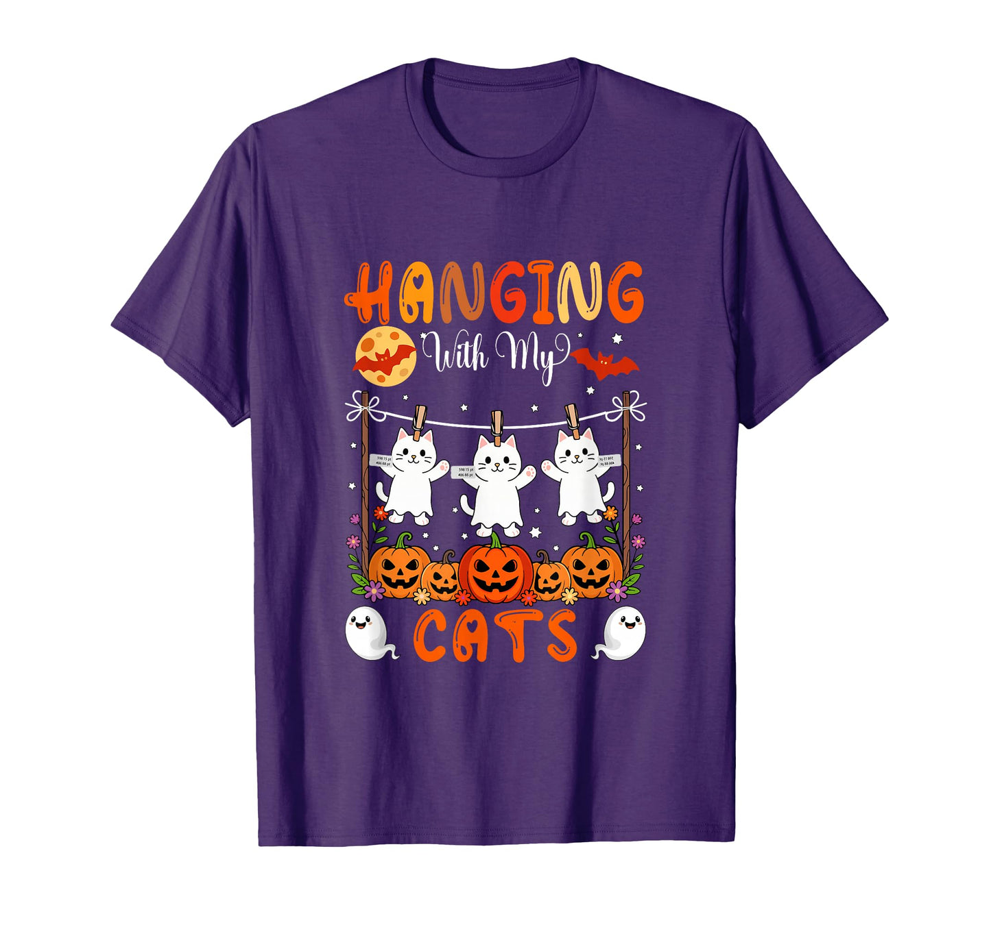Hanging with My Cats As Boo Carved Pumpkins Halloween T-Shirt