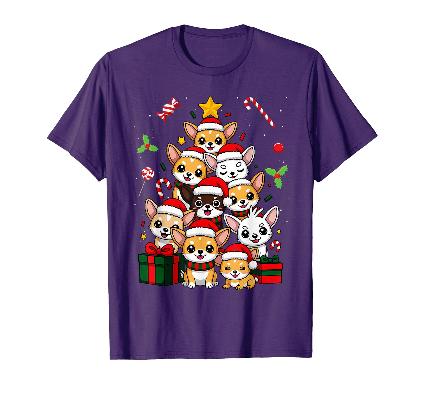 Chihuahua Christmas Tree Santa Dog Lover Xmas T-Shirt