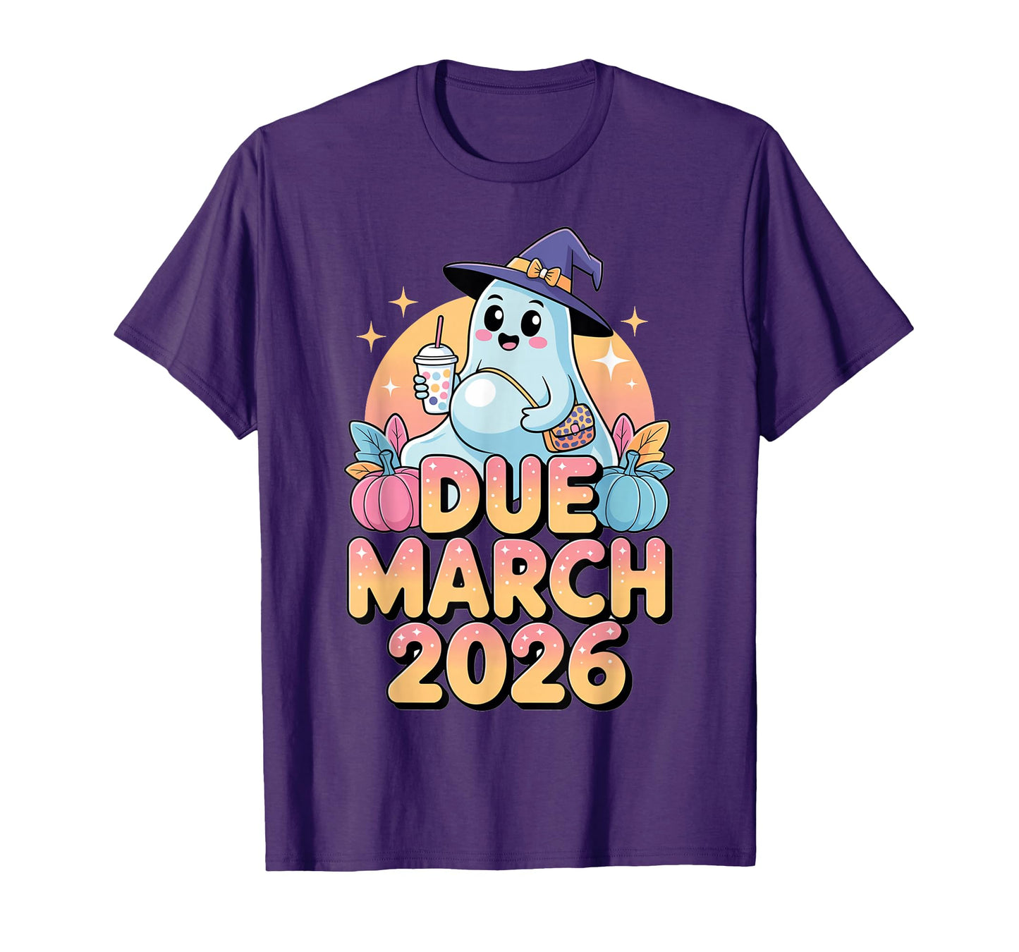 Halloween Pregnant Due March 2026 Mama Ghost Baby Mom T-Shirt