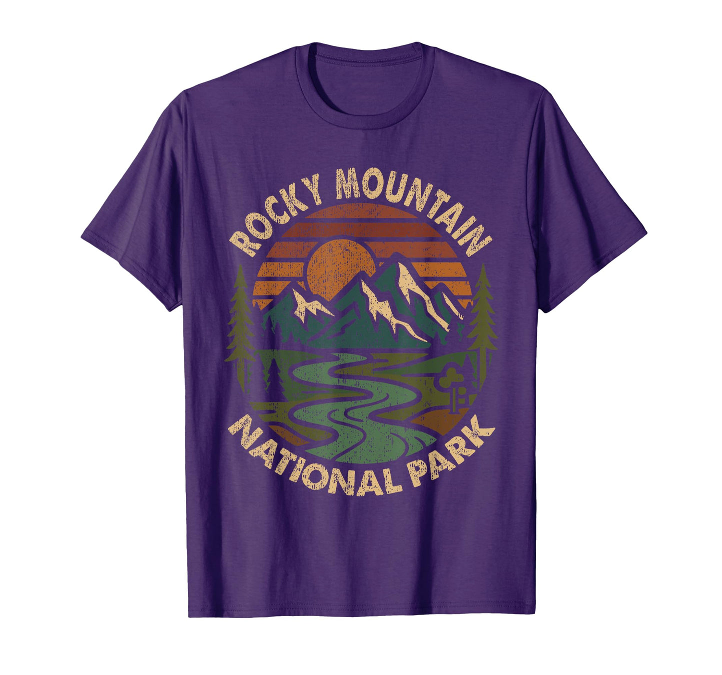 Rocky Mountain National Park Retro Sunset Mountains T-Shirt