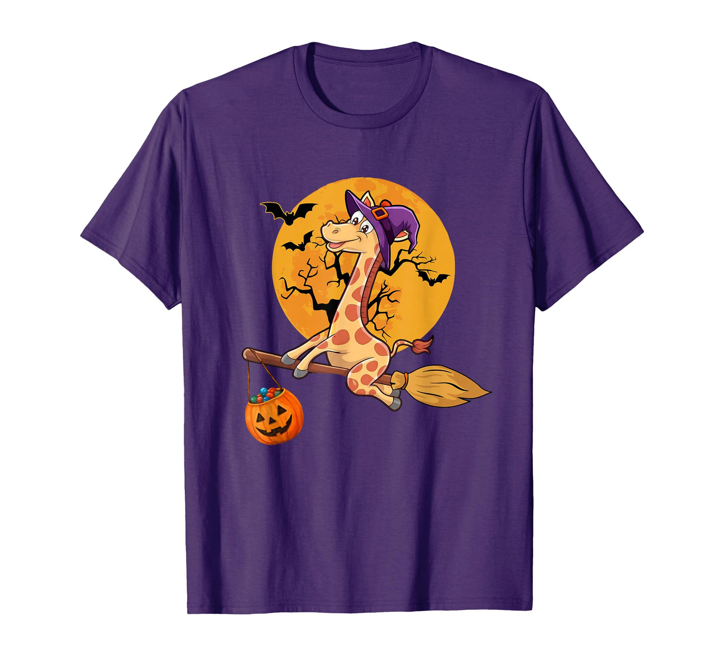 Giraffe Witch Hat Pumpkin Halloween Costume Men Women Kids T-Shirt