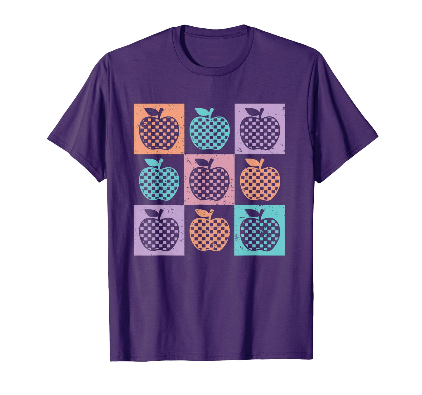 Retro Checkered Summer School Teacher Apple Teacher Apple T-Shirt