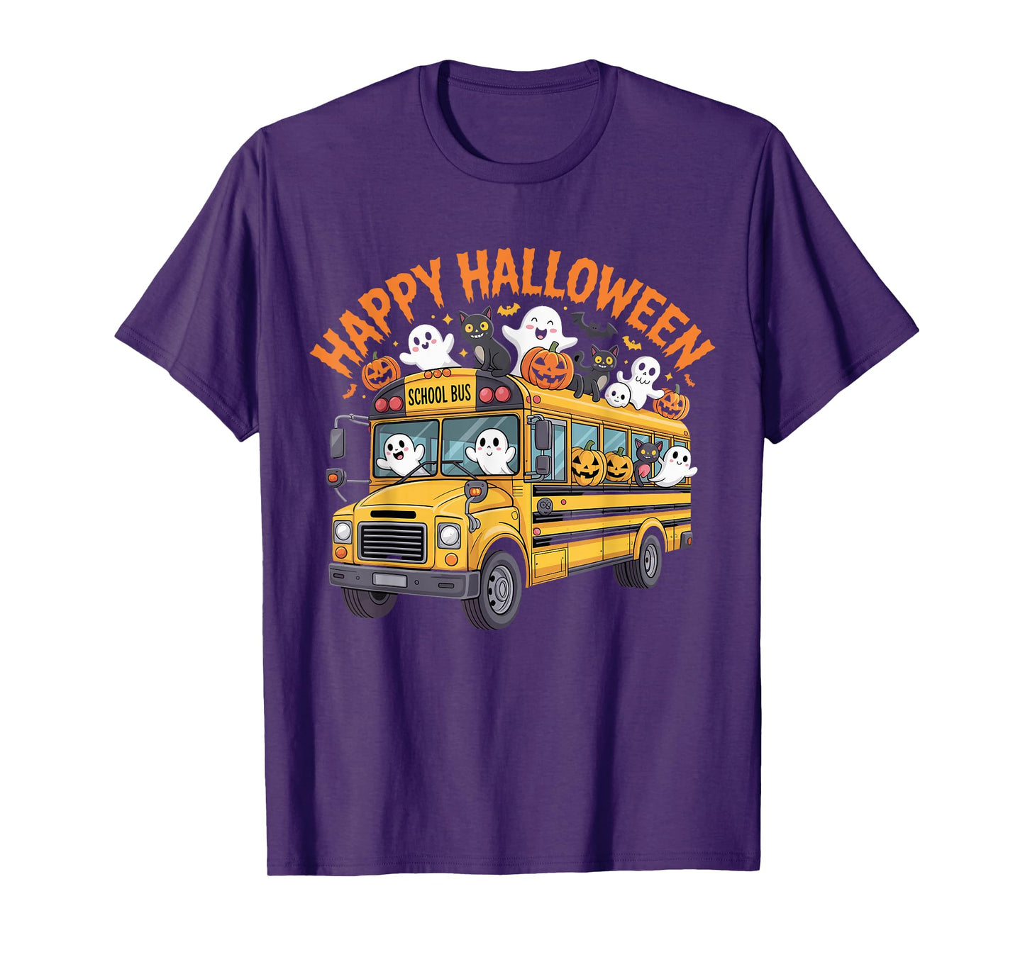 Teacher Halloween School Bus Driver Cute Ghost Witch Party T-Shirt