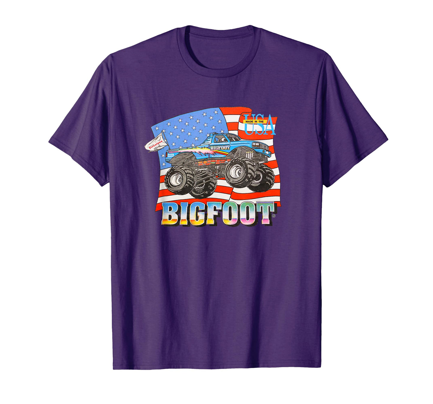 90's BIGFOOT Cruiser With American Flag Backdrop T-Shirt
