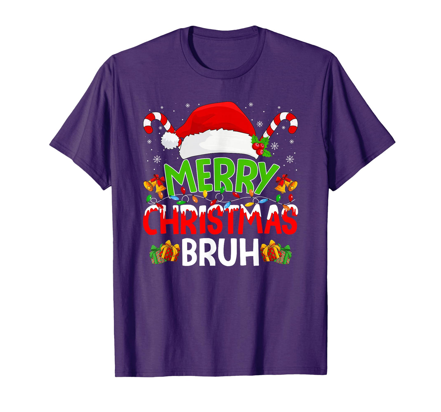 Merry Christmas Bruh Santa Hat Family Matching Xmas Boys T-Shirt