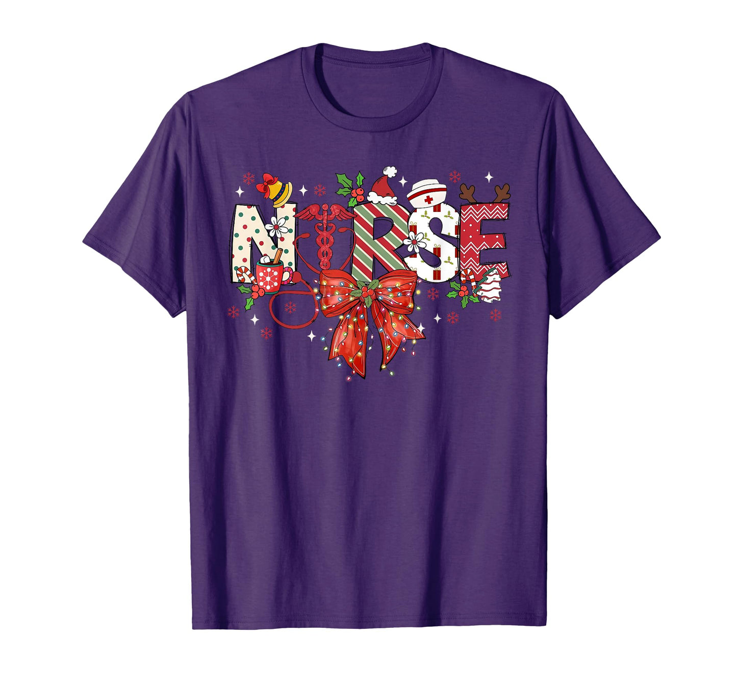 Stethoscope Coquette Bow Nurse Merry Christmas Xmas Holiday T-Shirt