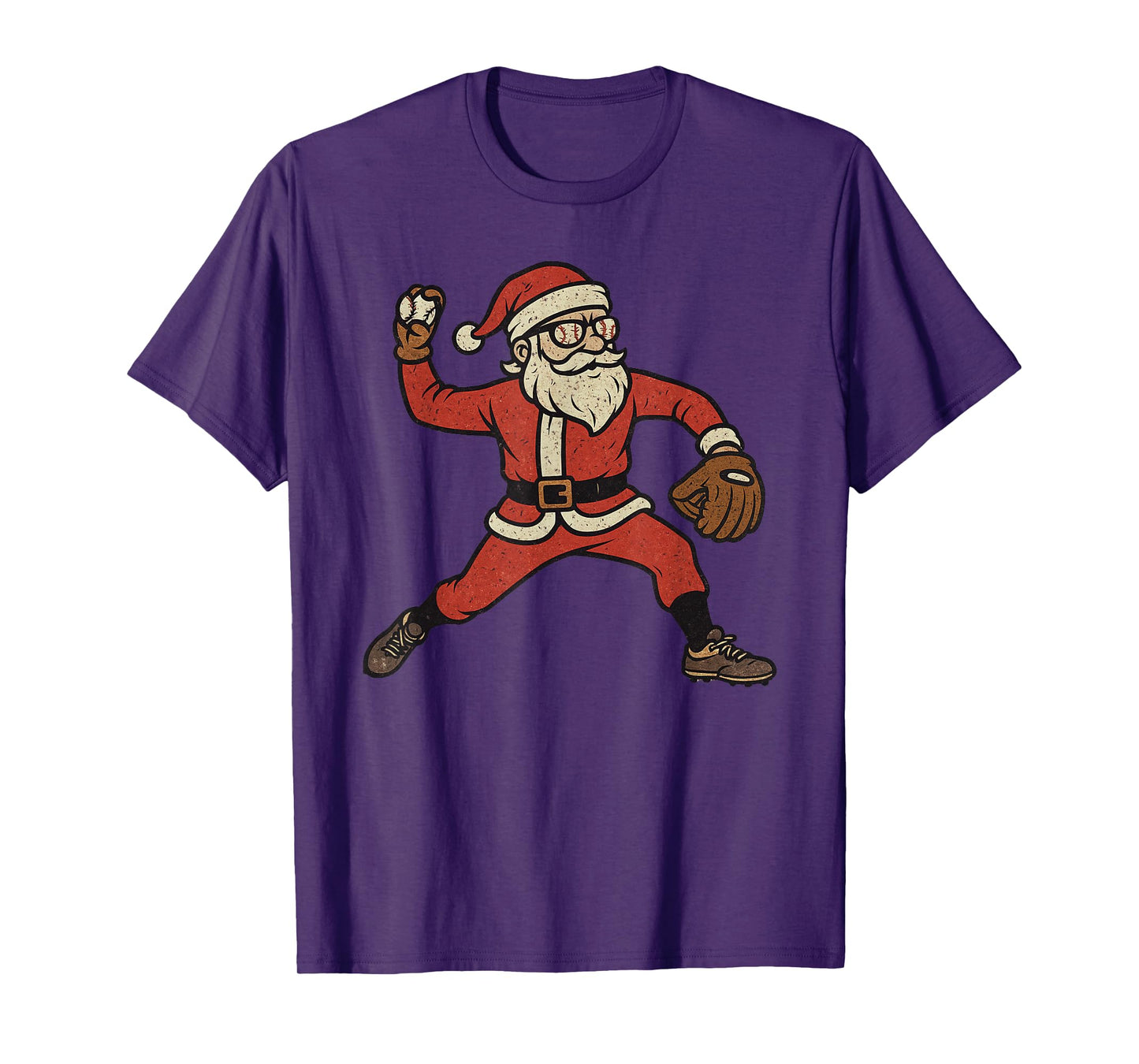 Santa Claus Playing Baseball Xmas Holiday Funny Christmas T-Shirt