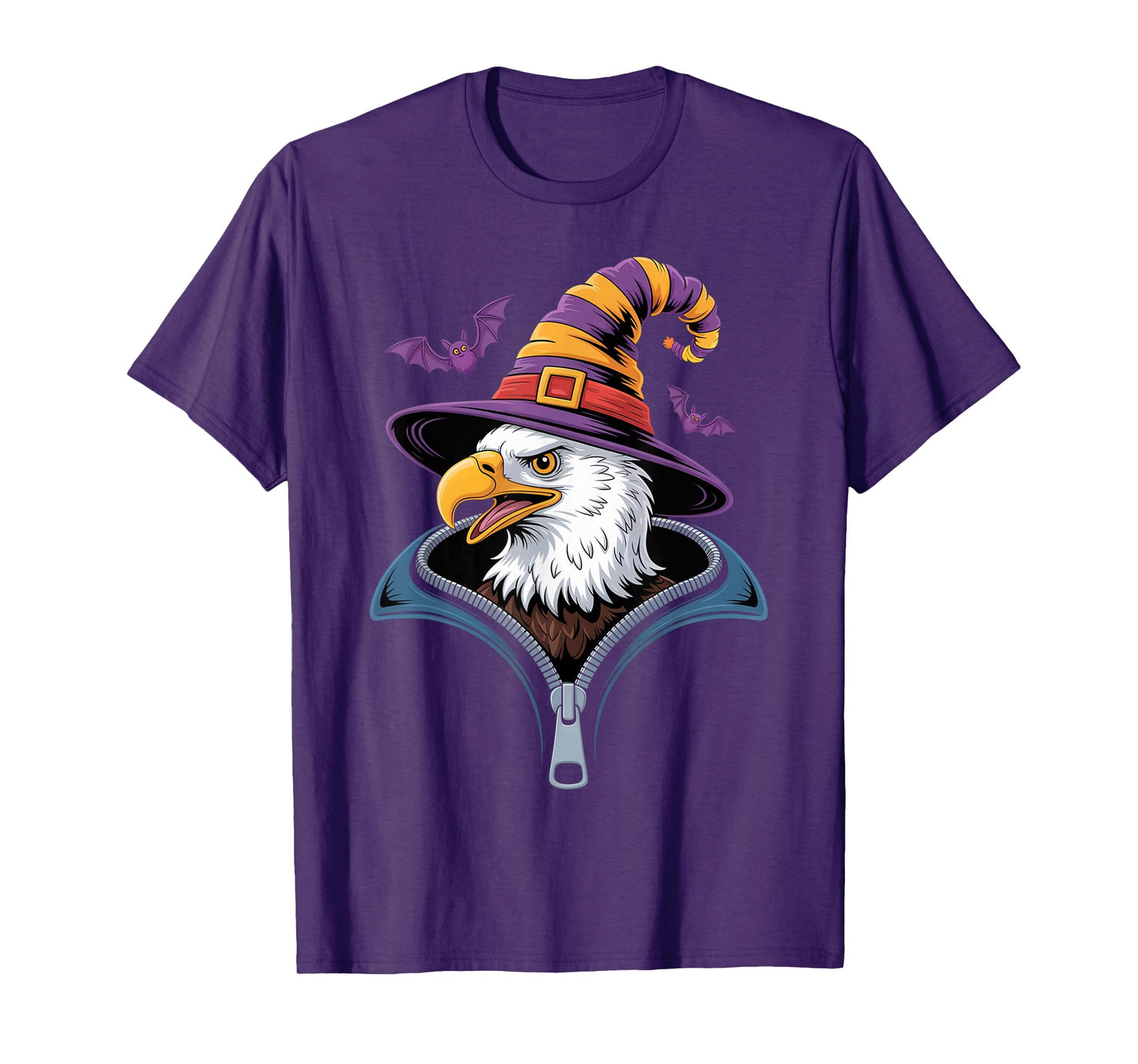 Funny Bald Eagle Peeking Out Zipper Halloween Costume T-Shirt