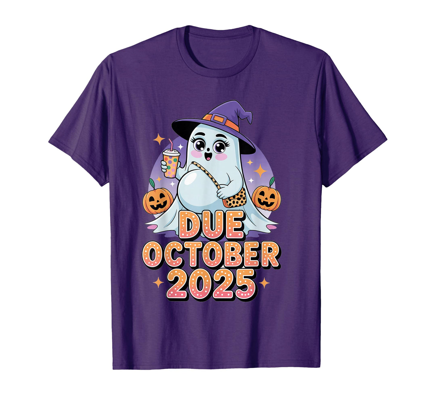 Halloween Pregnant Due October 2025 Mama Ghost Baby Mom T-Shirt