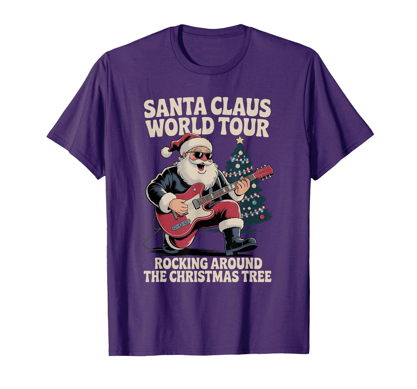 Santa Claus World Tour Rocking Around The Christmas Tree T-Shirt