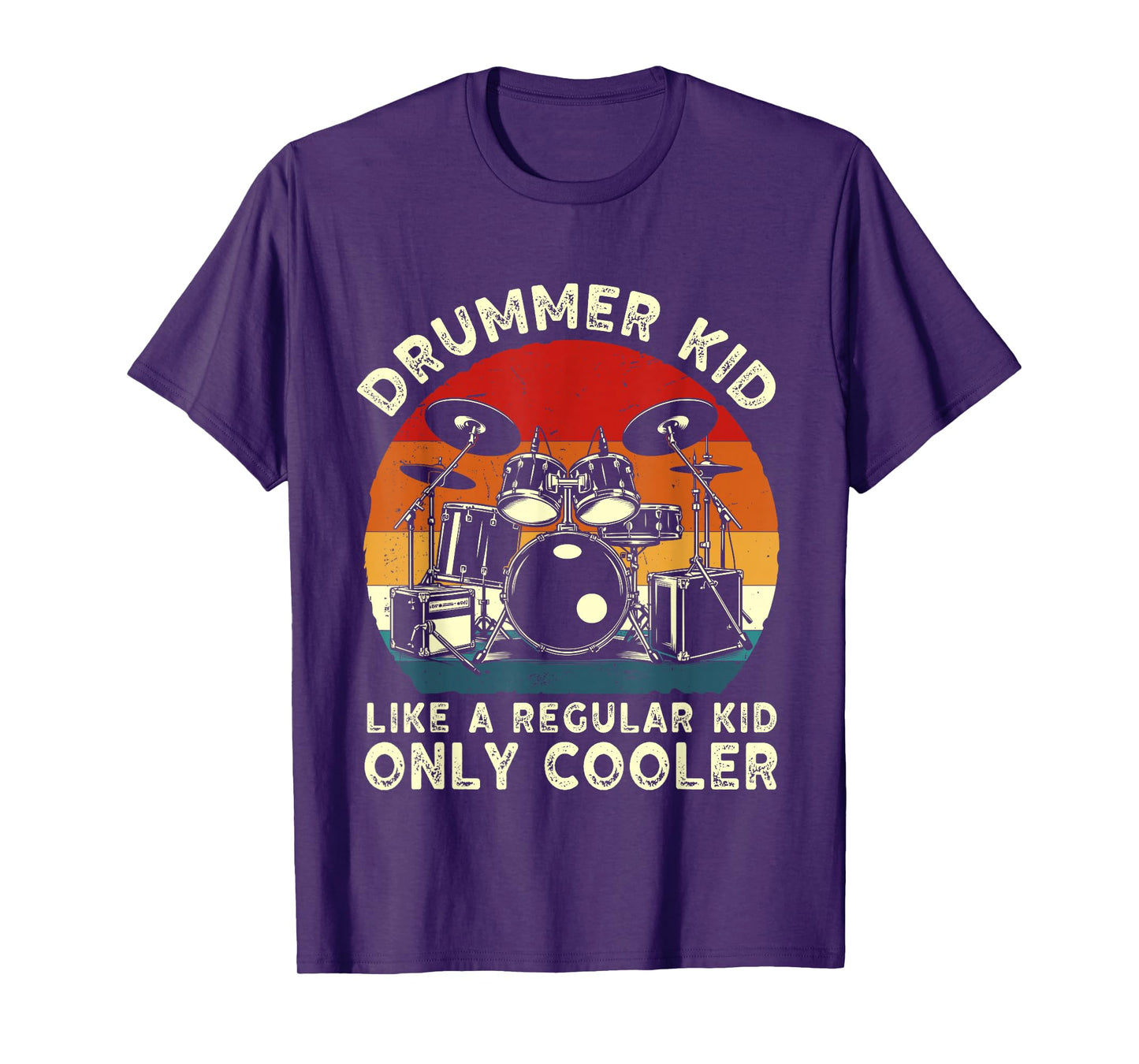 Drummer kid drum set drummer drumming art for Boys Girls Kid T-Shirt