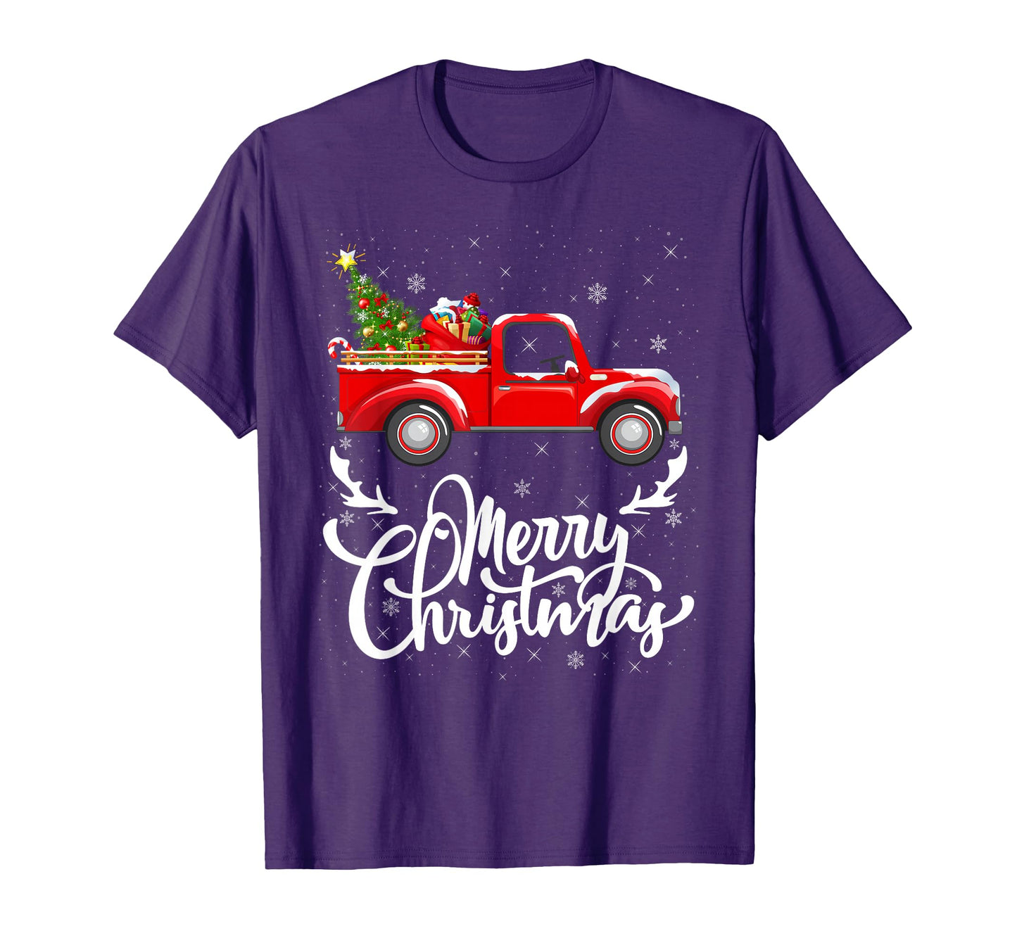 Merry Christmas Tree Red Truck Matching Family Xmas T-Shirt