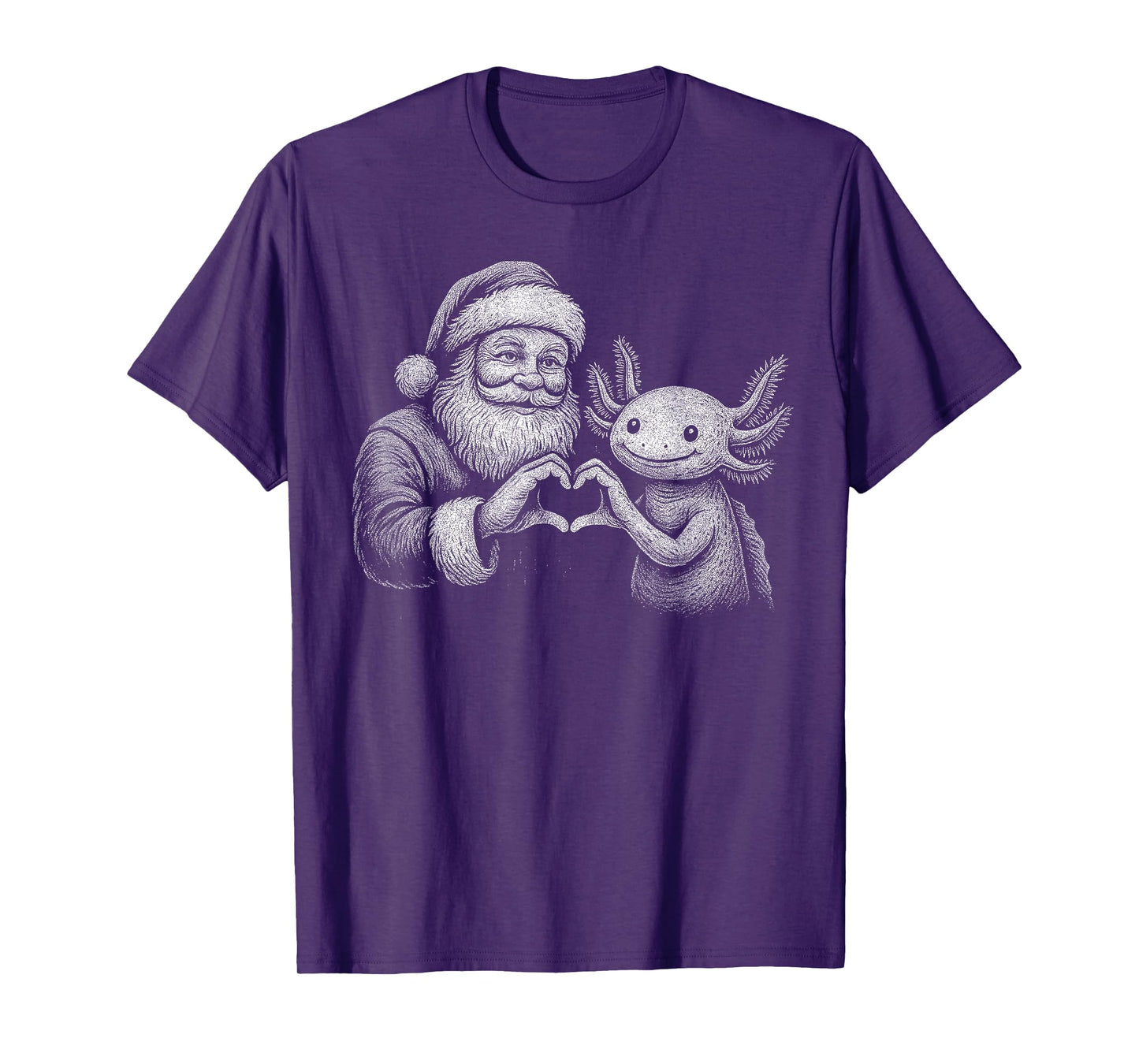 Axolotl Santa Claus Heart Shape Christmas Pet Lover T-Shirt