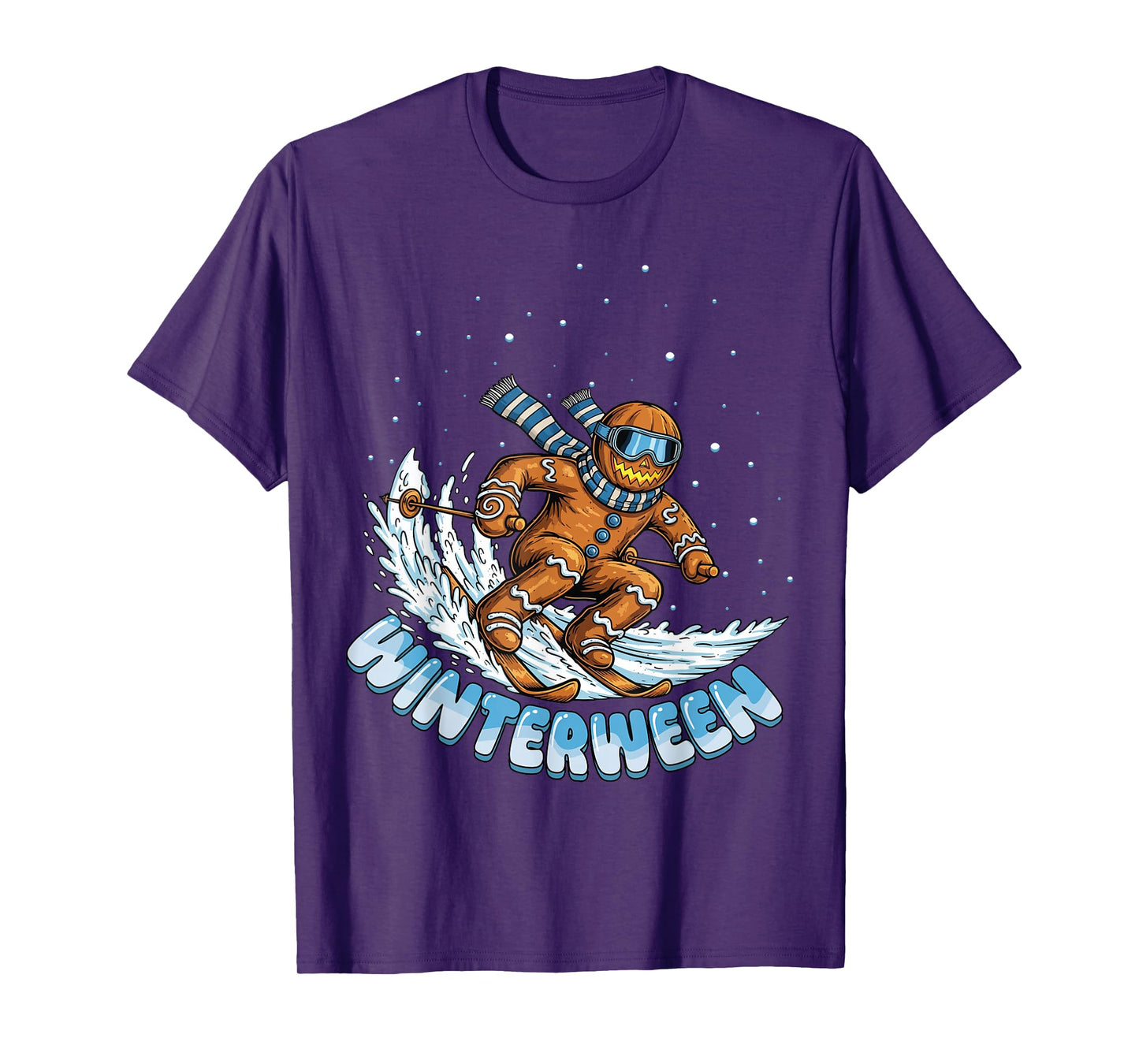 Winterween Winter Halloween Skeleton Pumpkin Skiing Skii T-Shirt