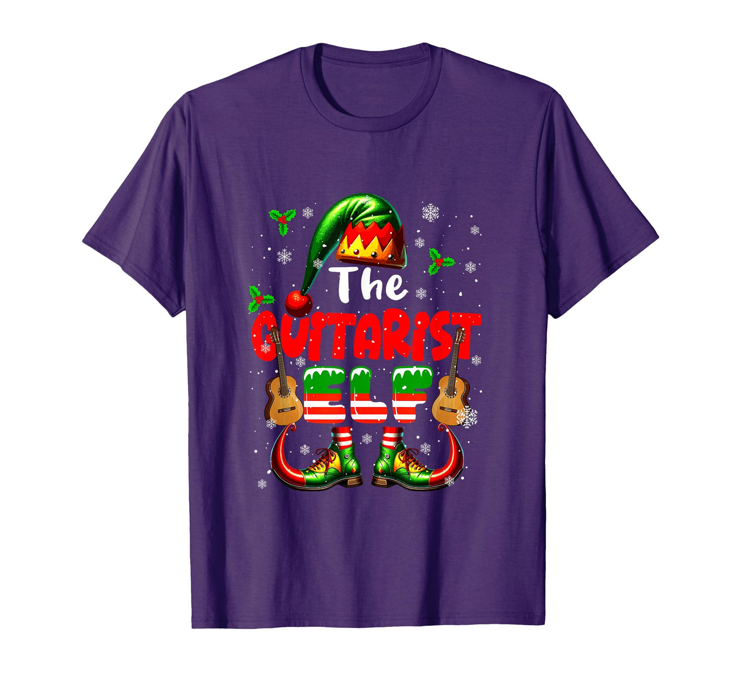 The Guitarist Elf Christmas Guirar Player Matching Parties T-Shirt