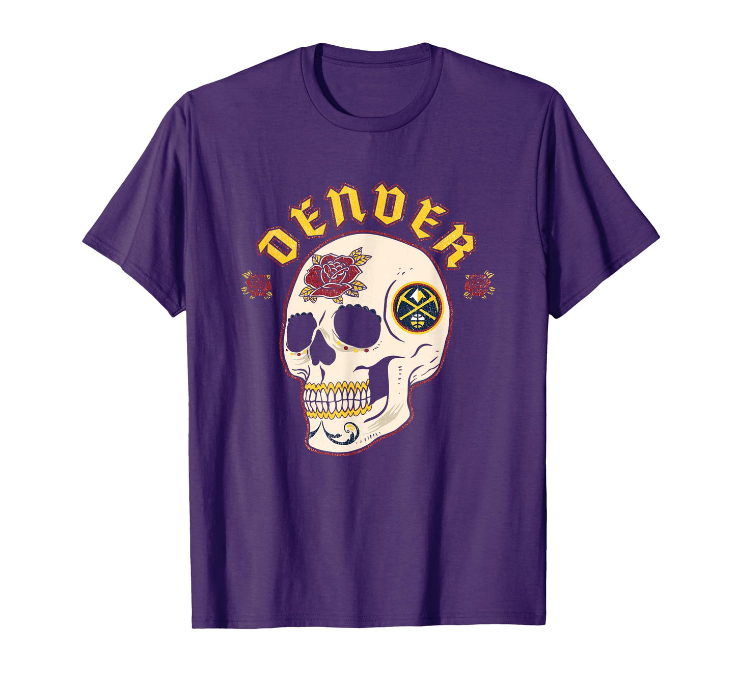 NBA Denver Nuggets Halloween Floral Skull T-Shirt