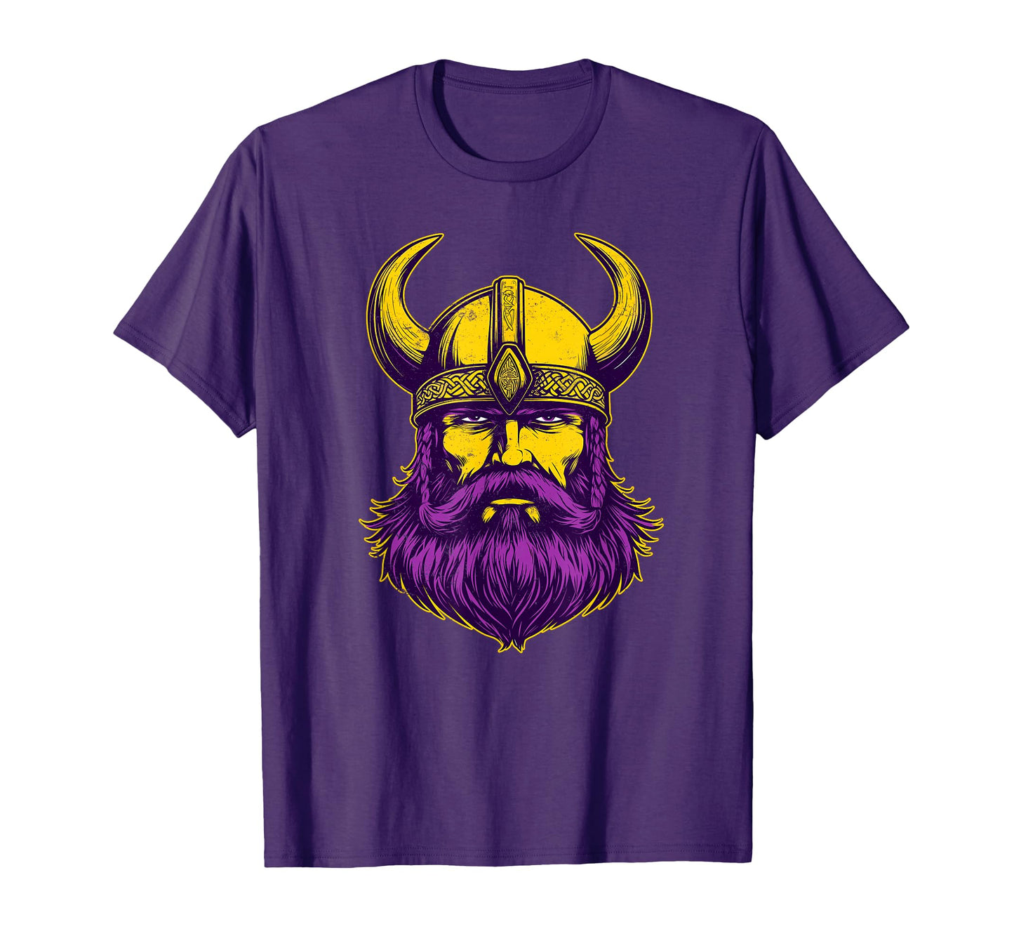 Viking Warrior Helmet Men Distressed Nordic Viking Purple T-Shirt