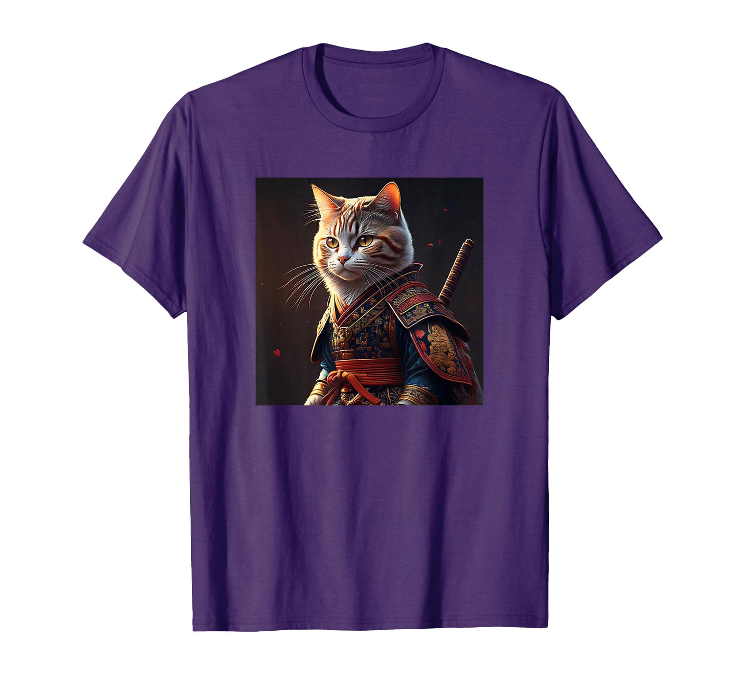 Kawaii Samurai Cat Portrait - Vintage Japanese Art Anime Cat T-Shirt