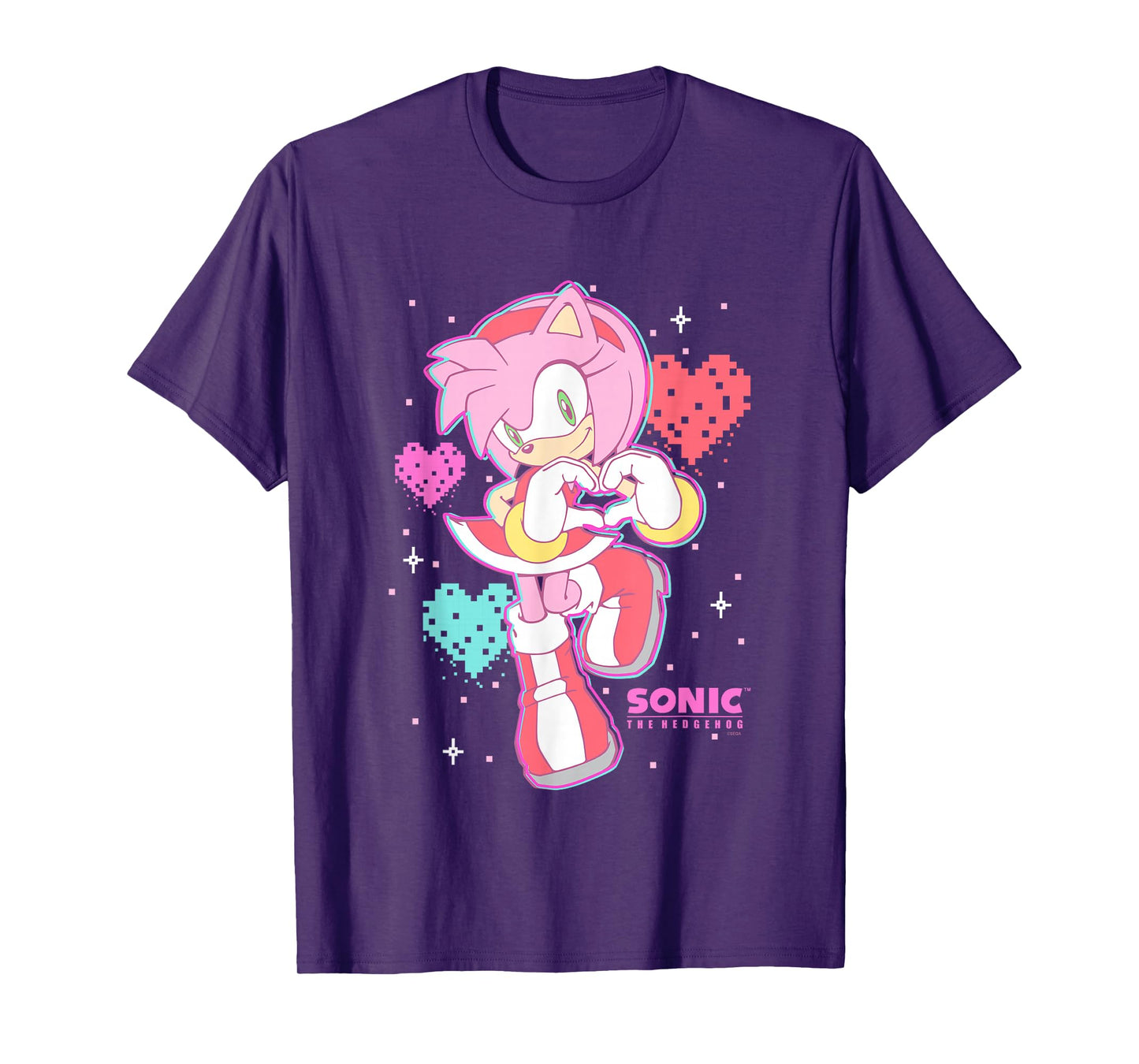 Sonic The Hedgehog Valentine's Day Cute Amy Rose Retro Logo T-Shirt
