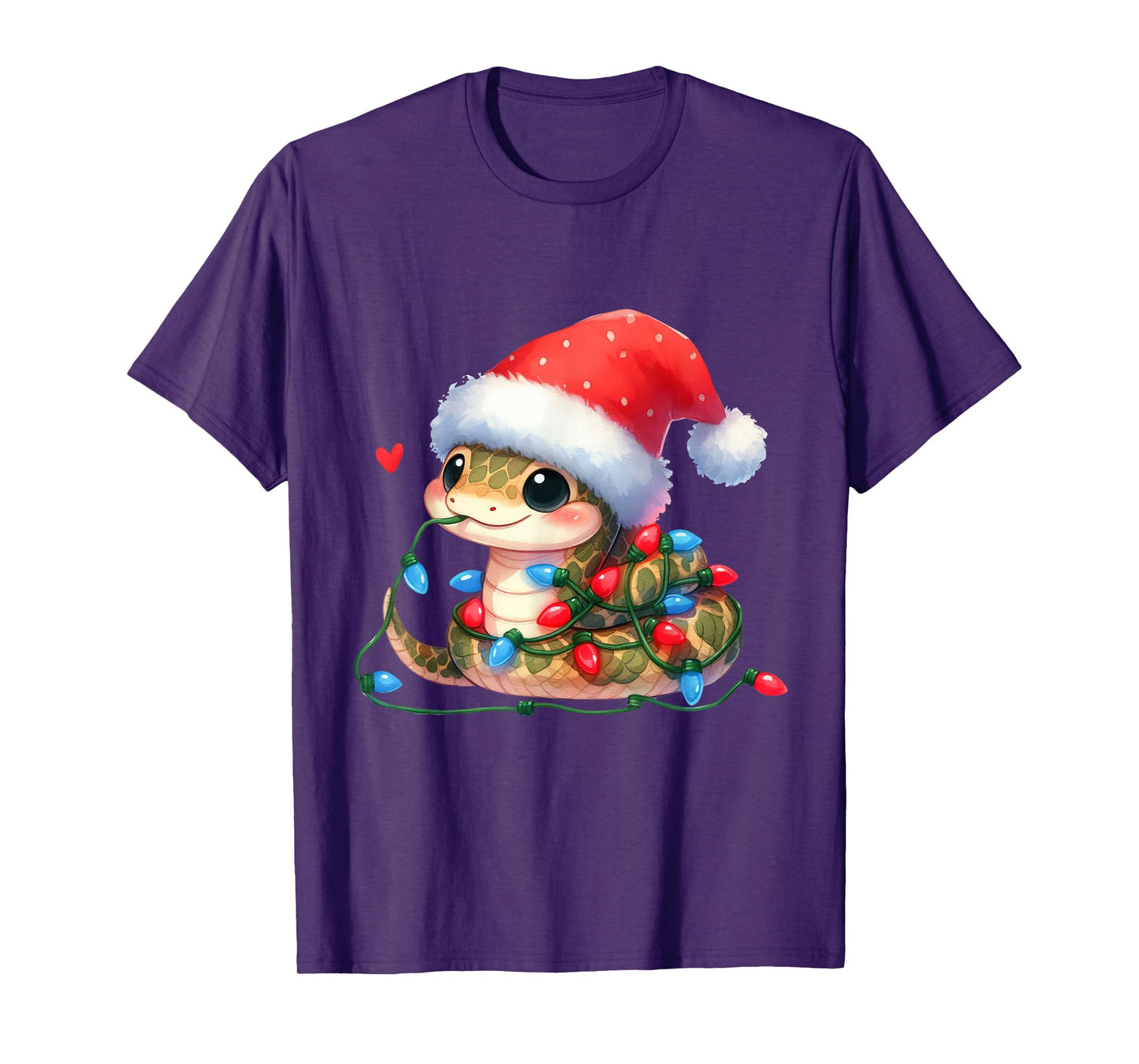 Snake Christmas Lights Funny Santa Hat Merry Xmas T-Shirt