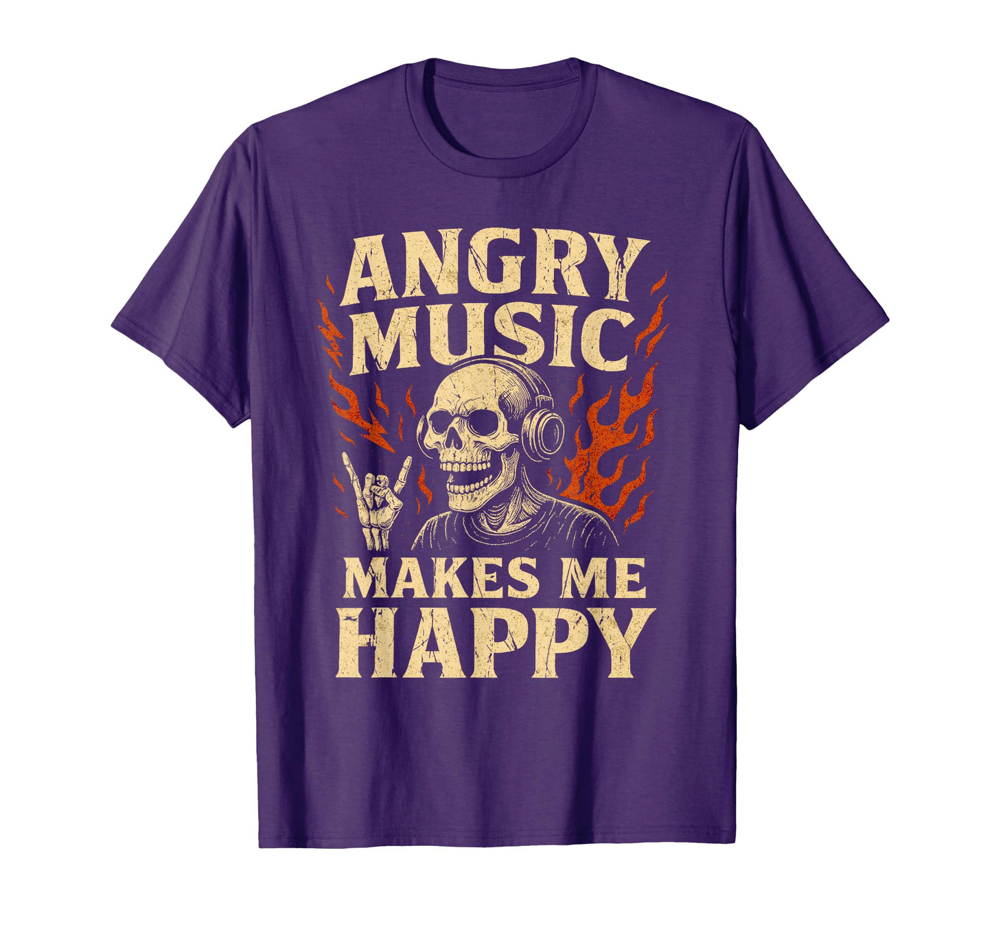 Angry Music Makes Me Happy Vintage Rock Band T-Shirt