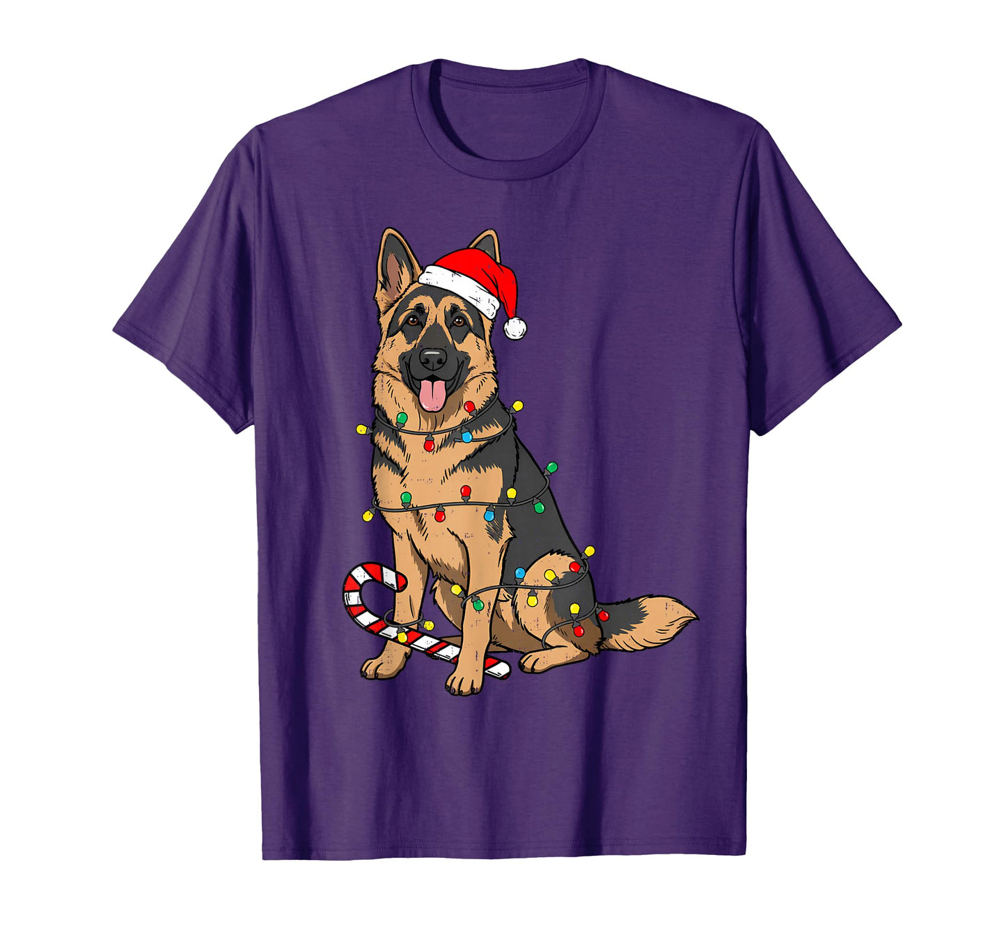 German Shepherd Dog Christmas Lights Xmas Pet Dog Lover T-Shirt
